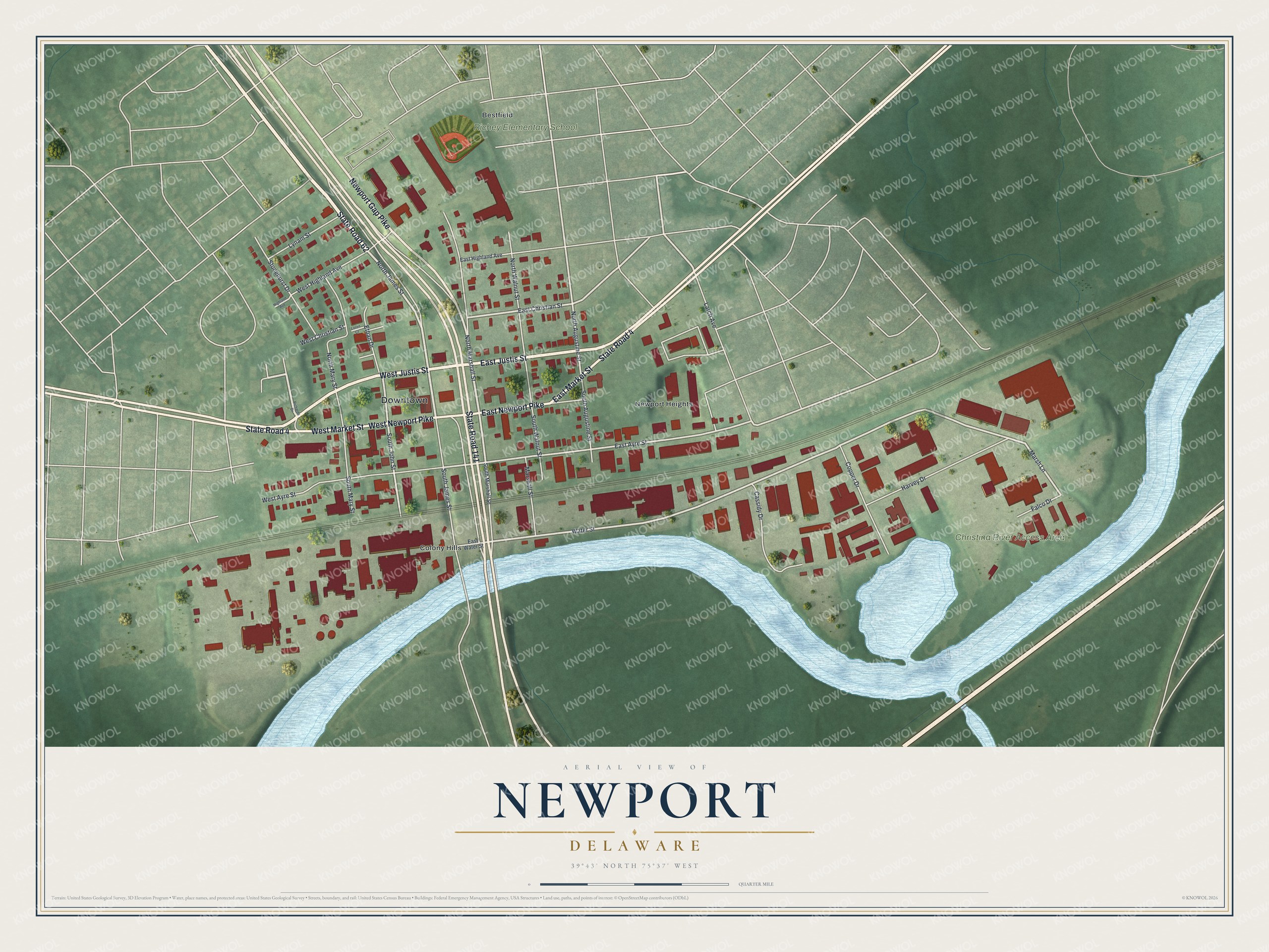 Watermarked full-map preview of Newport, Delaware