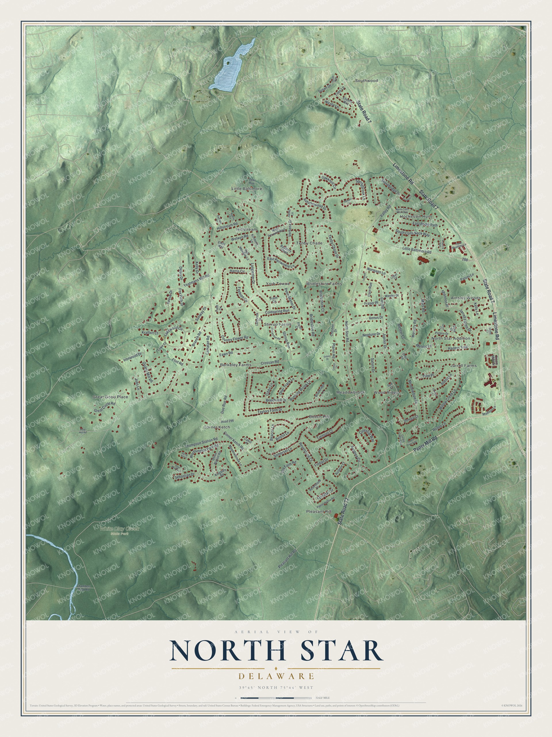 Watermarked full-map preview of North Star, Delaware