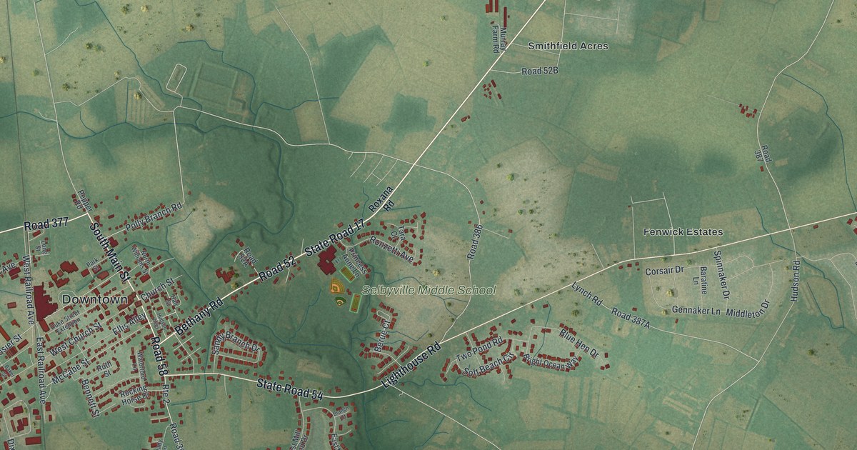 Map of Selbyville, Delaware in 2026
