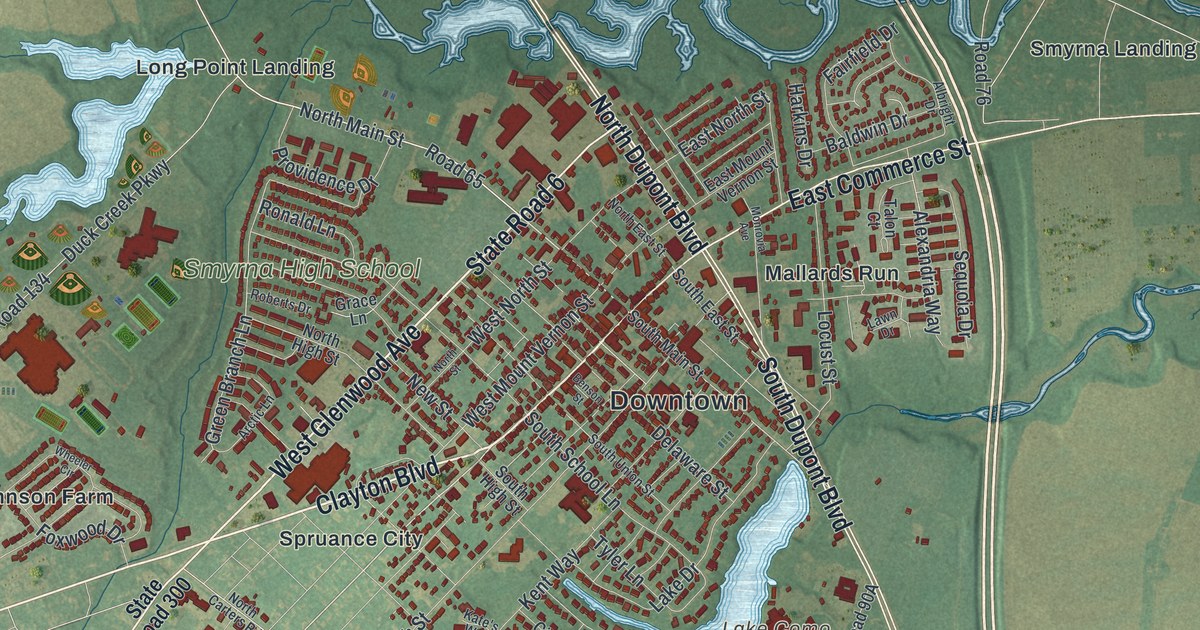Map of Smyrna, Delaware in 2026