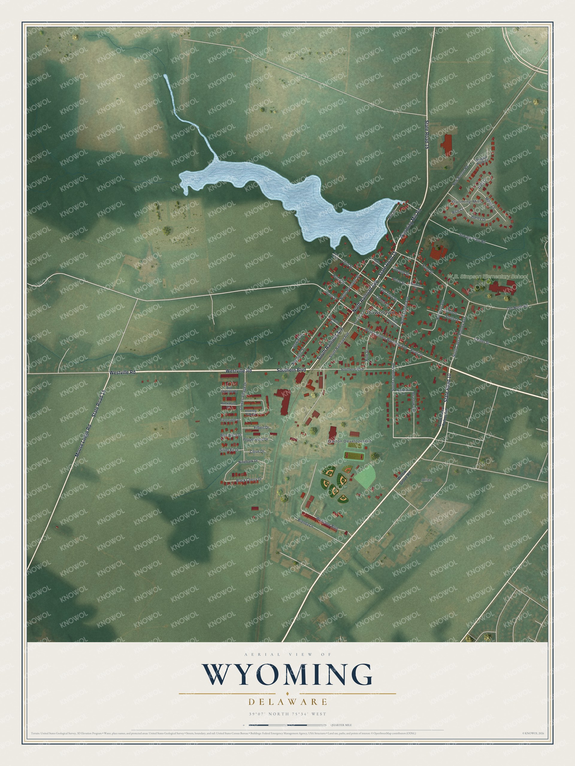 Watermarked full-map preview of Wyoming, Delaware