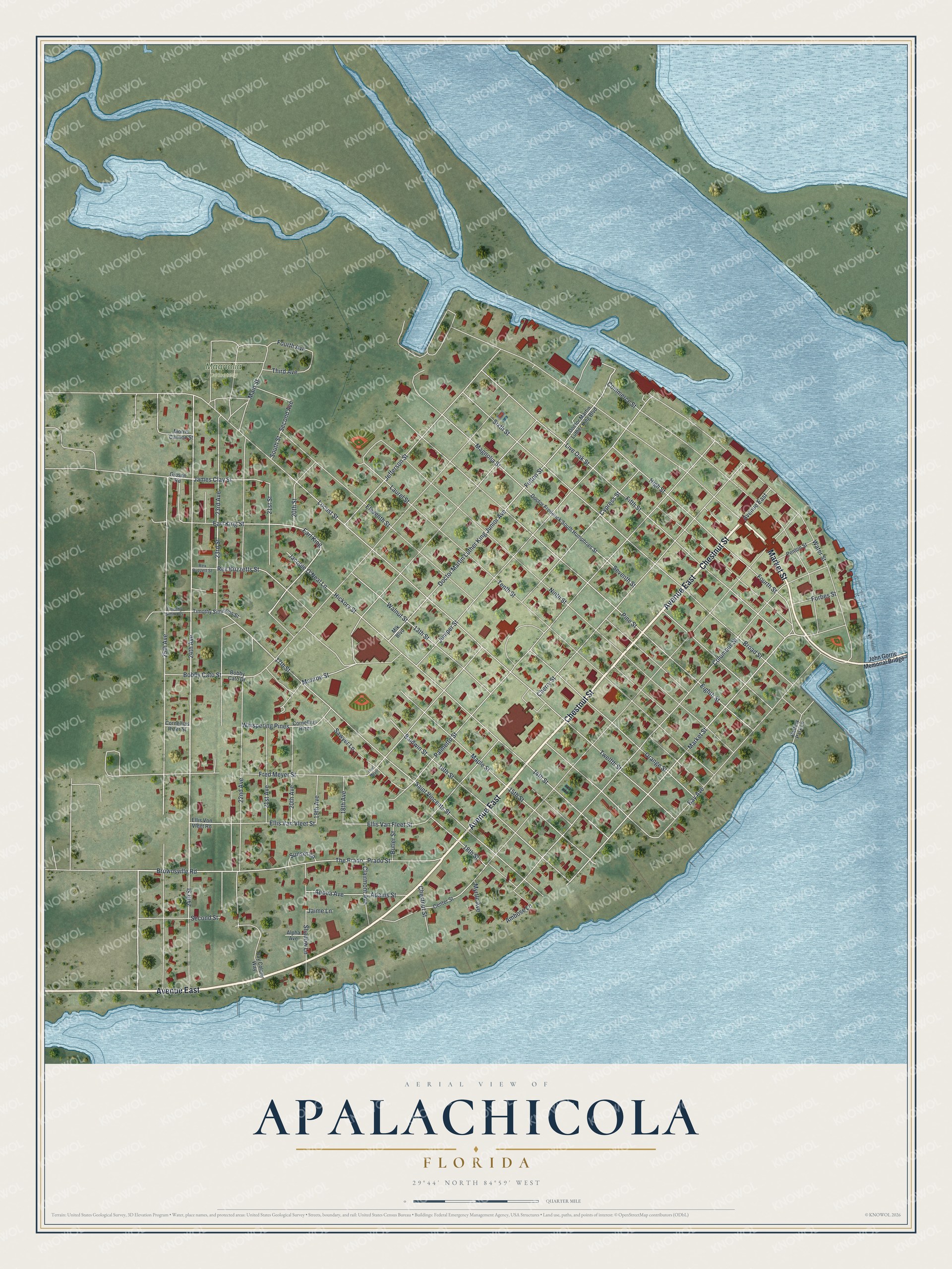 Watermarked full-map preview of Apalachicola, Florida