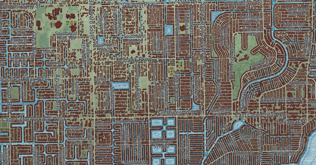 Map of Cape Coral, Florida in 2026
