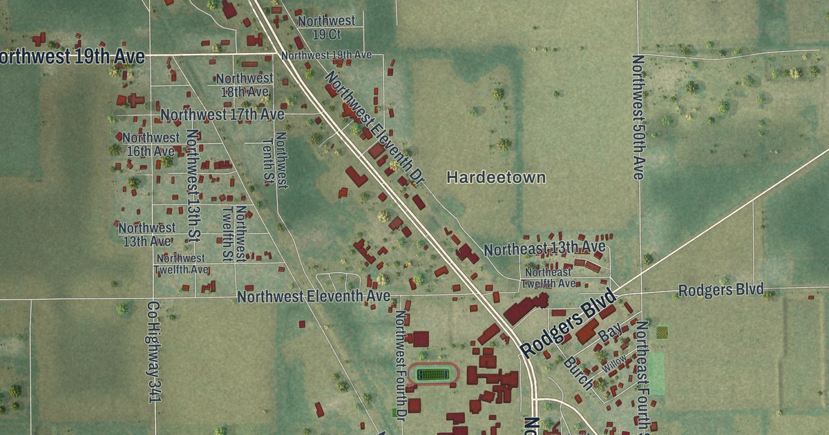 Map of Chiefland, Florida in 2026