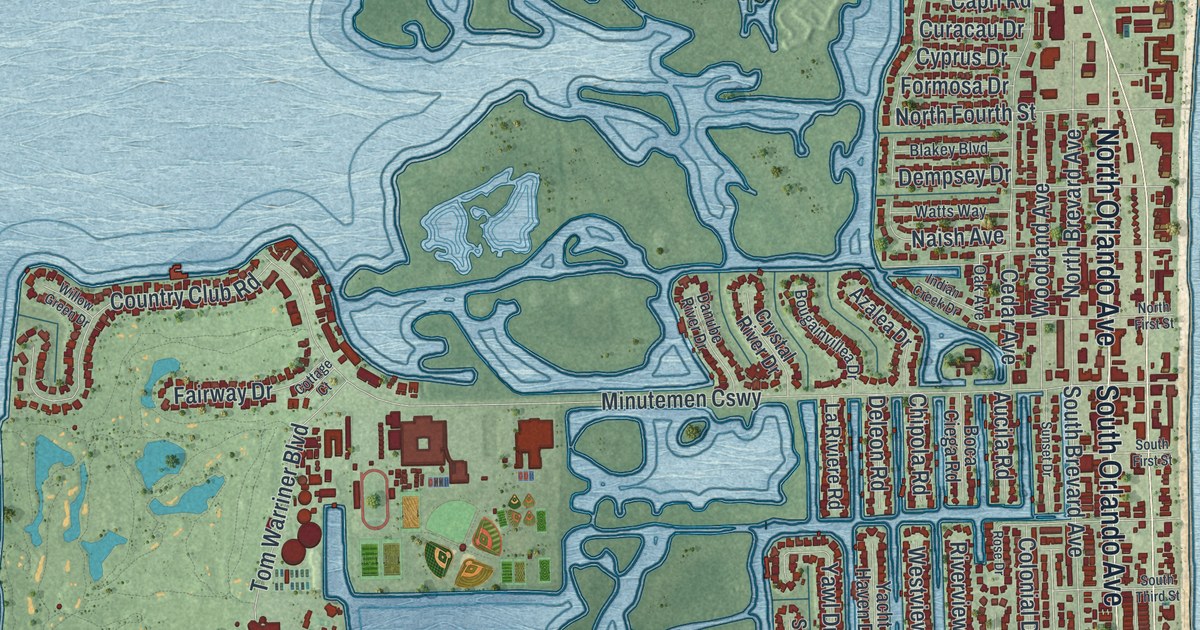 Map of Cocoa Beach, Florida in 2026