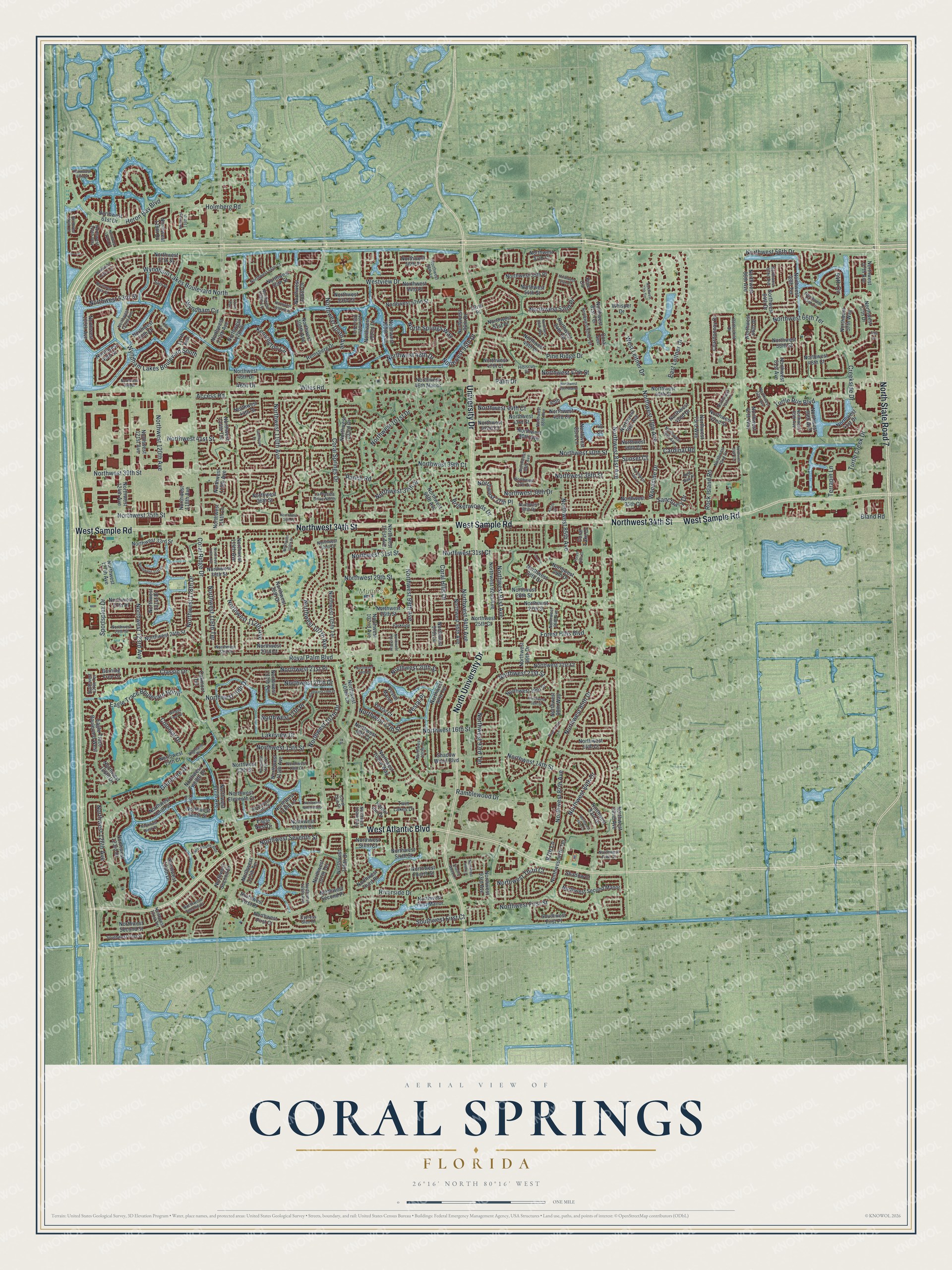 Watermarked full-map preview of Coral Springs, Florida