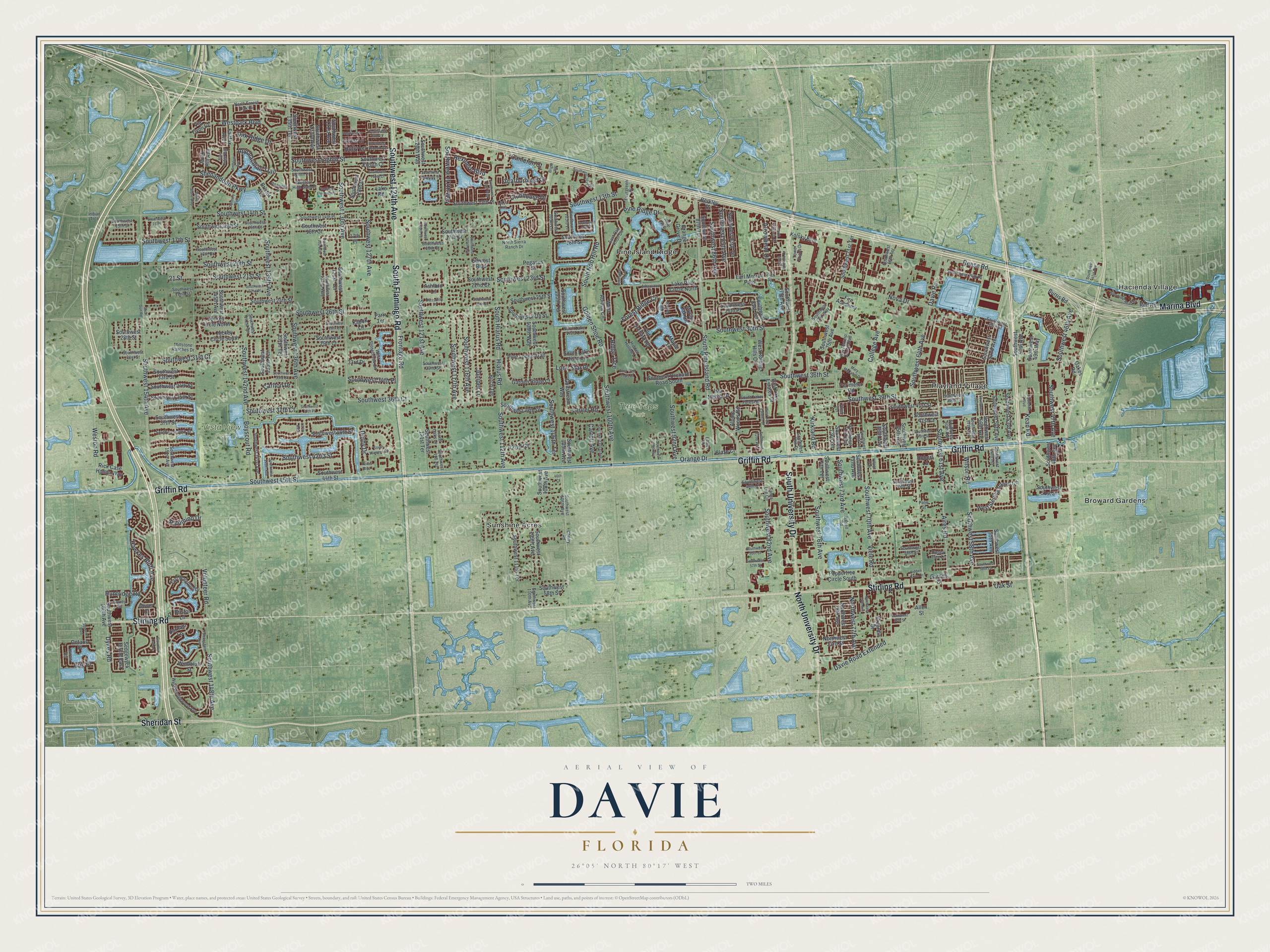 Watermarked full-map preview of Davie, Florida