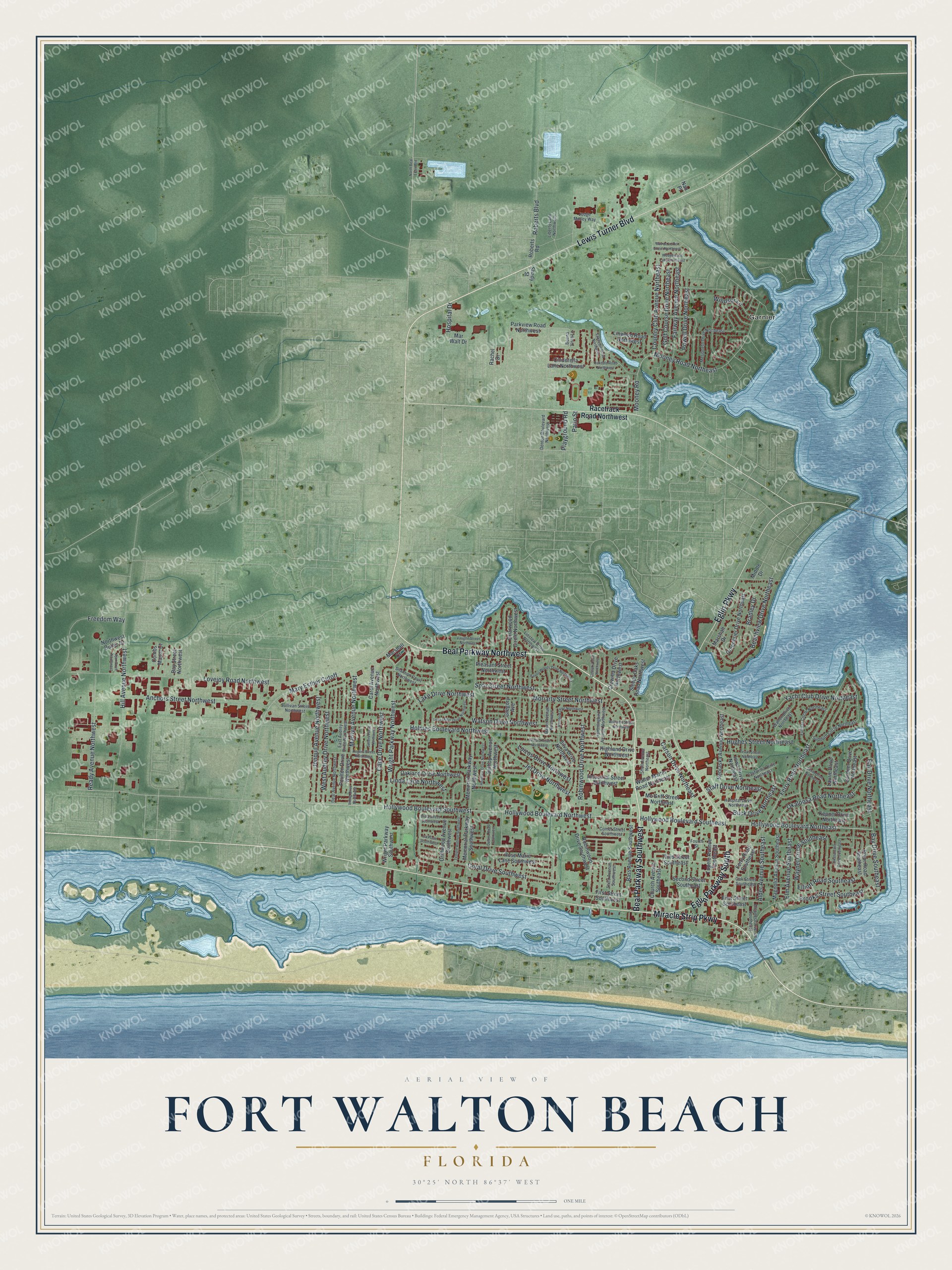 Watermarked full-map preview of Fort Walton Beach, Florida