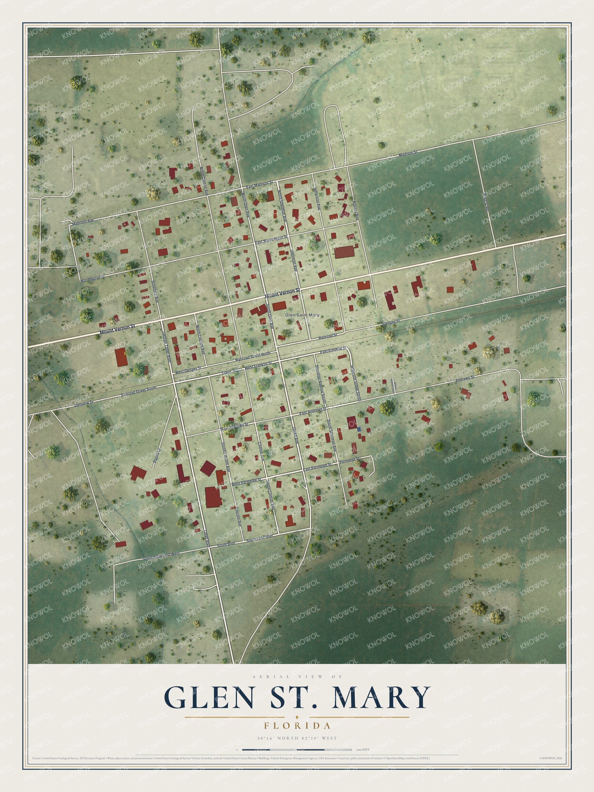 Watermarked full-map preview of Glen St. Mary, Florida