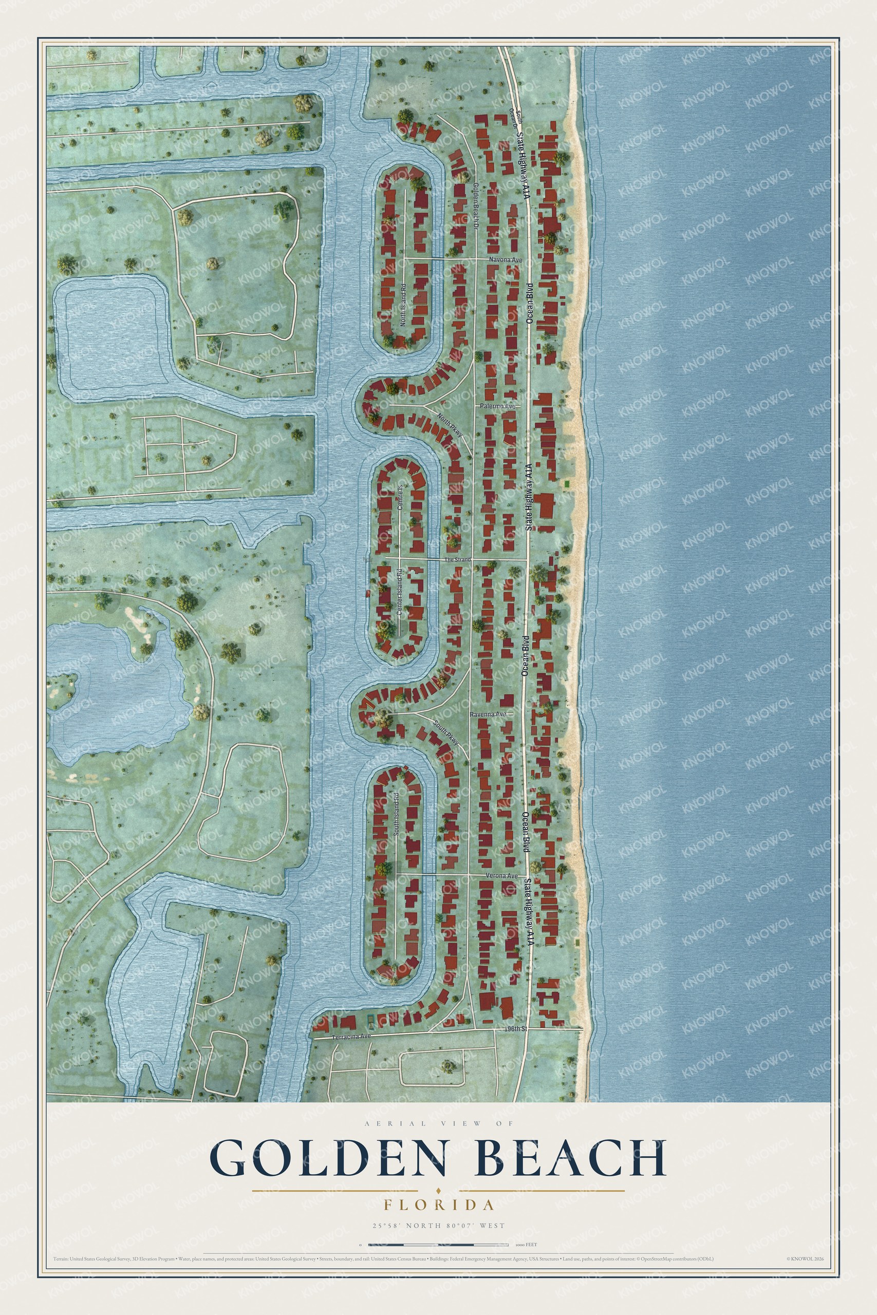 Watermarked full-map preview of Golden Beach, Florida