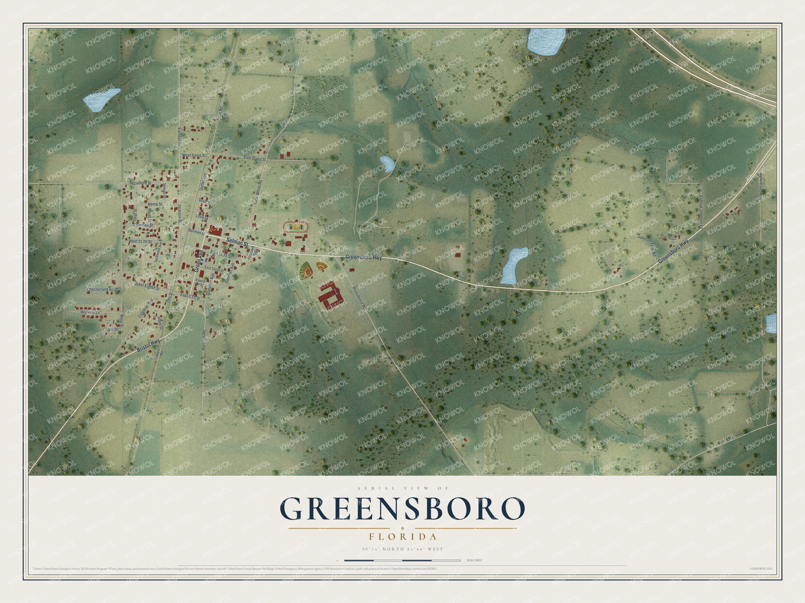 Watermarked full-map preview of Greensboro, Florida