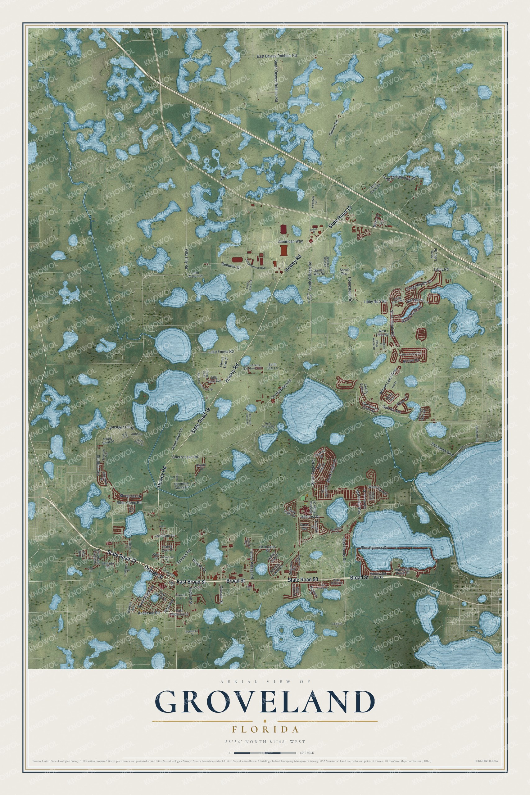 Watermarked full-map preview of Groveland, Florida