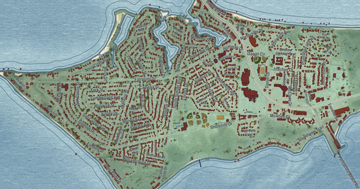 Map of Gulf Breeze, Florida in 2026
