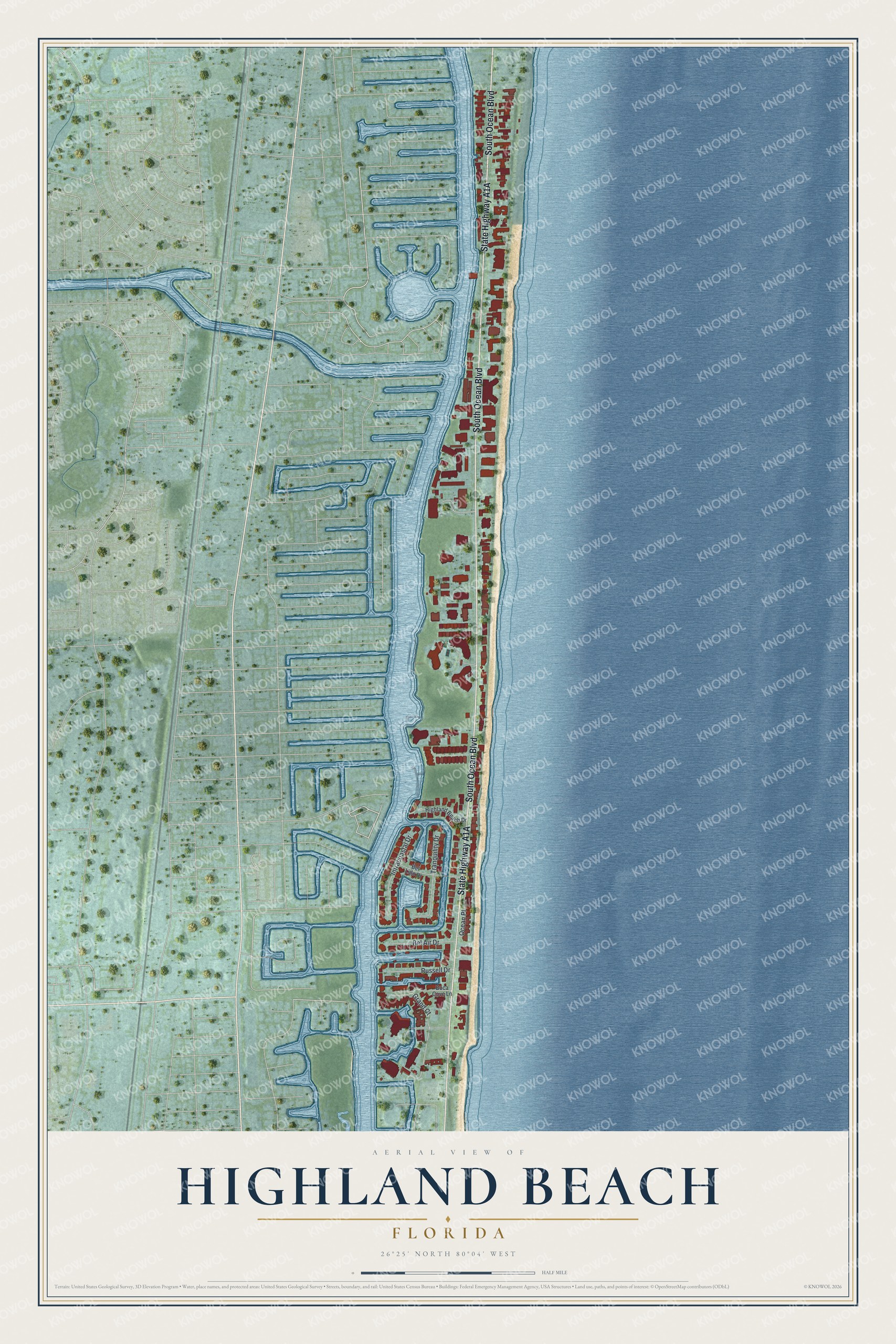 Watermarked full-map preview of Highland Beach, Florida