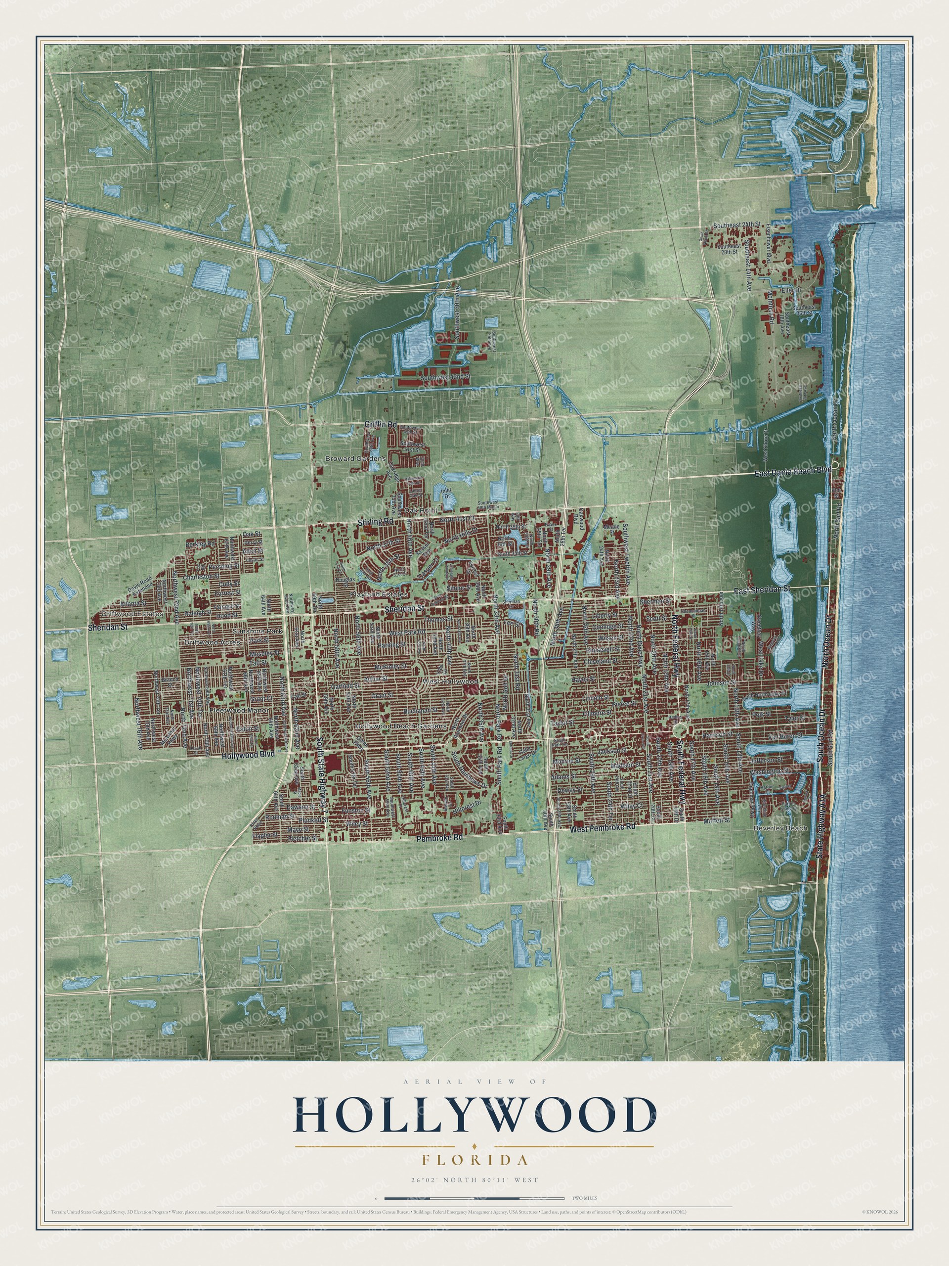 Watermarked full-map preview of Hollywood, Florida