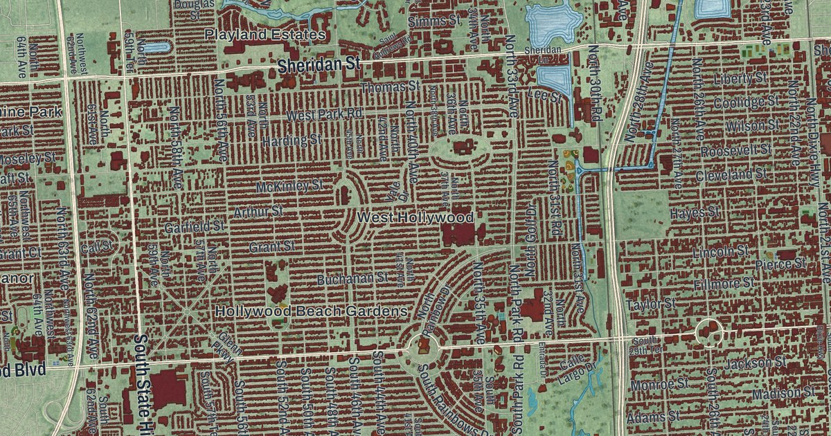 Map of Hollywood, Florida in 2026