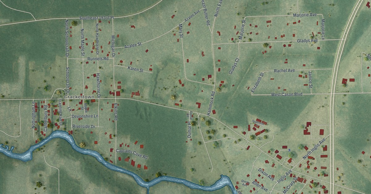 Map of Inglis, Florida in 2026