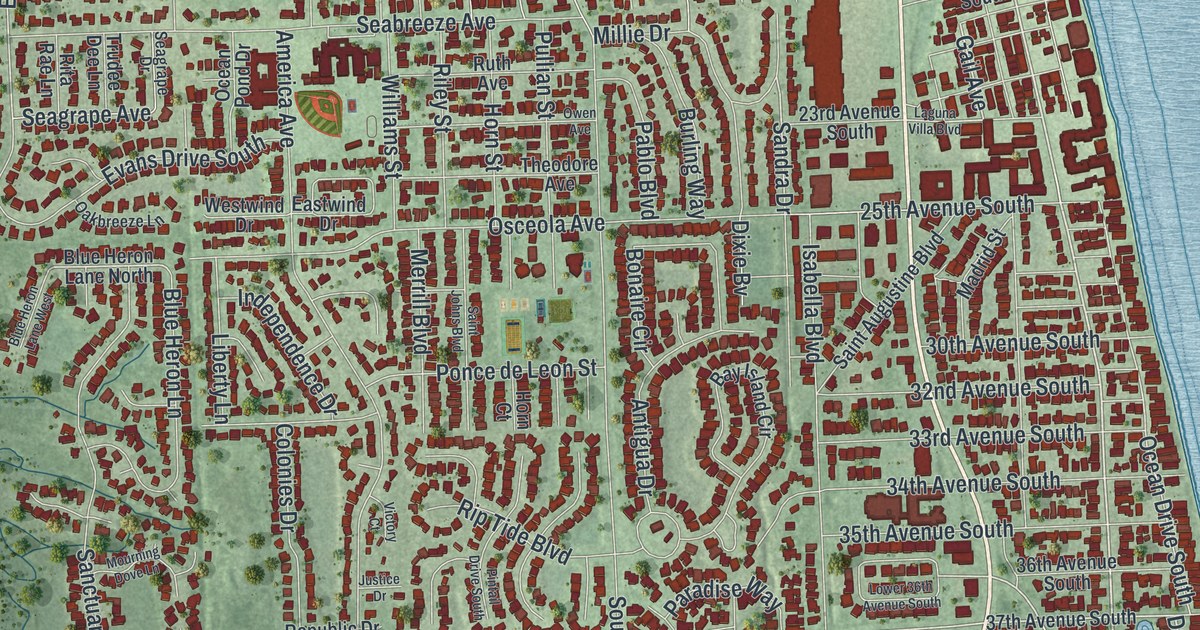Map of Jacksonville Beach, Florida in 2026