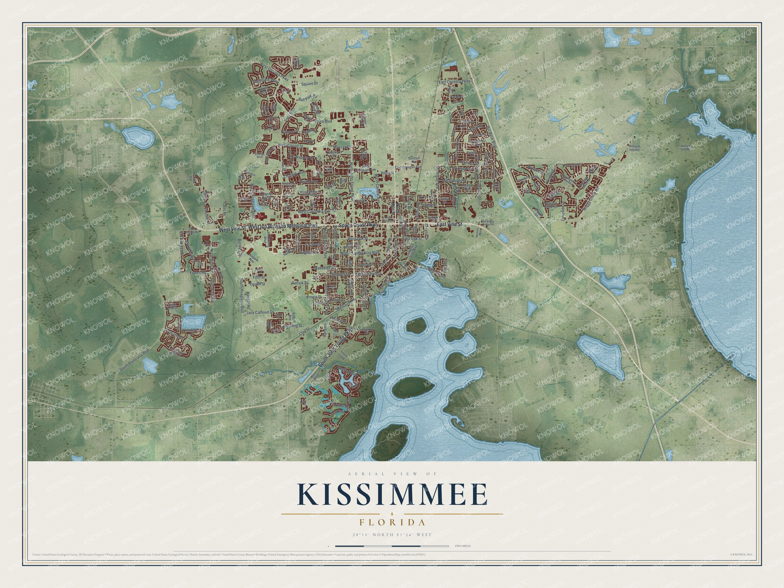 Watermarked full-map preview of Kissimmee, Florida