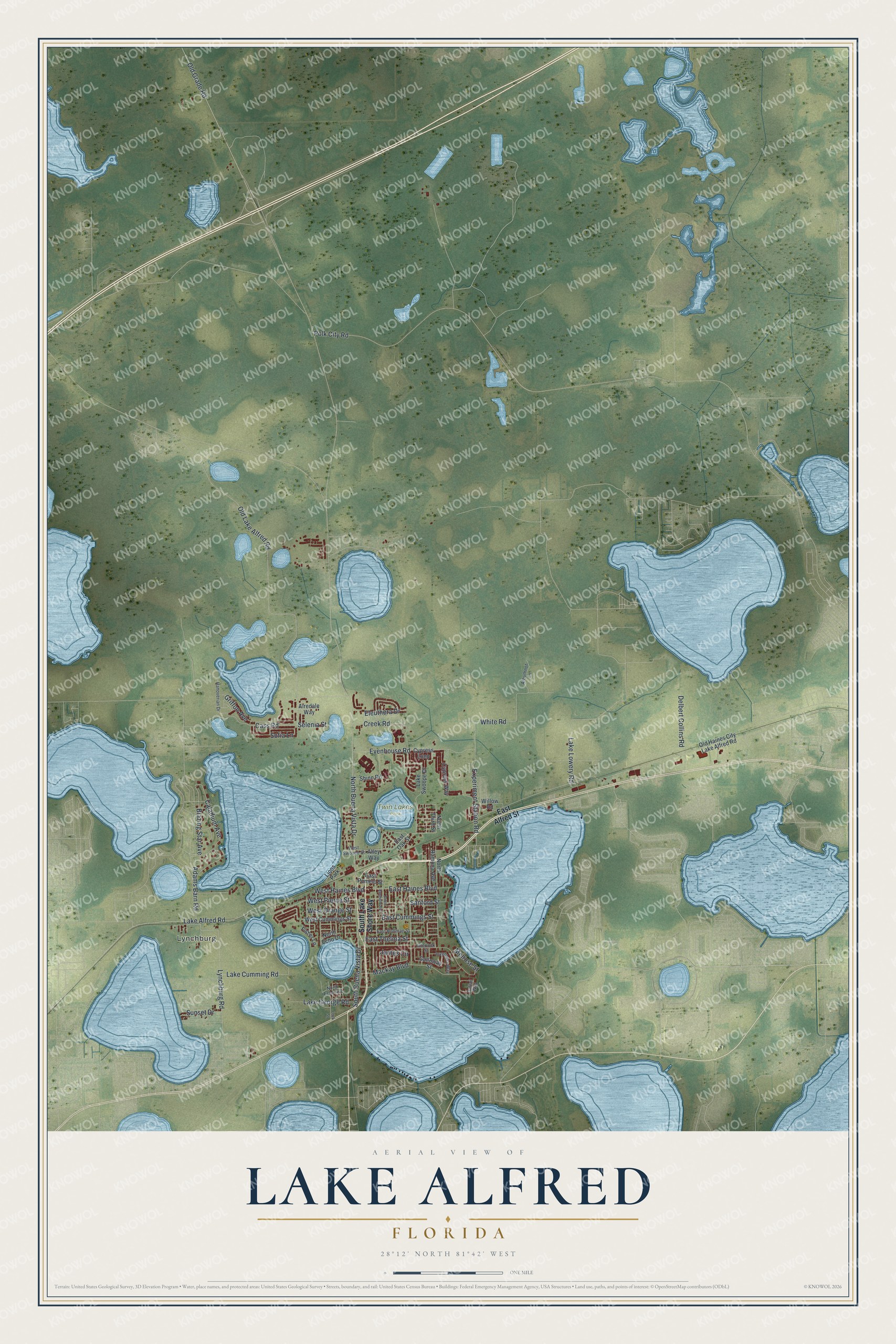 Watermarked full-map preview of Lake Alfred, Florida