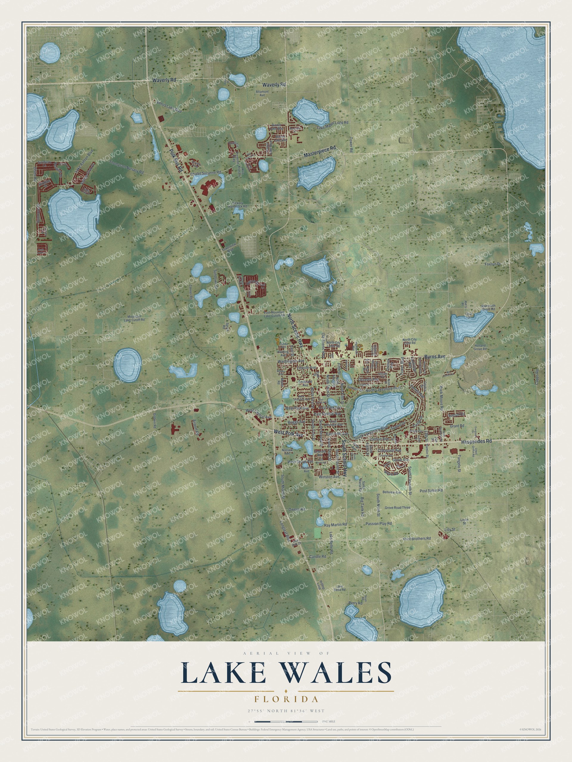 Watermarked full-map preview of Lake Wales, Florida