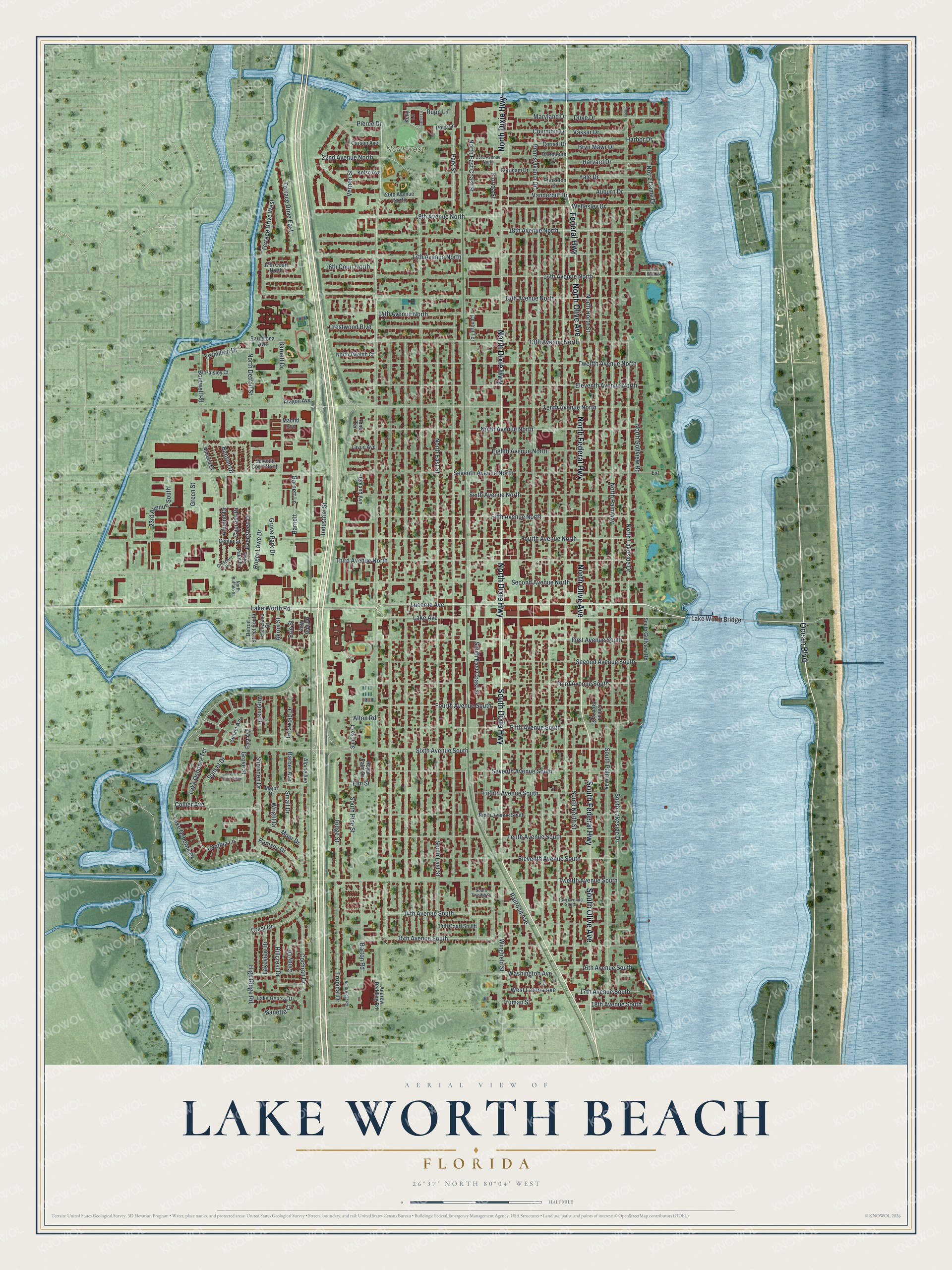 Watermarked full-map preview of Lake Worth Beach, Florida