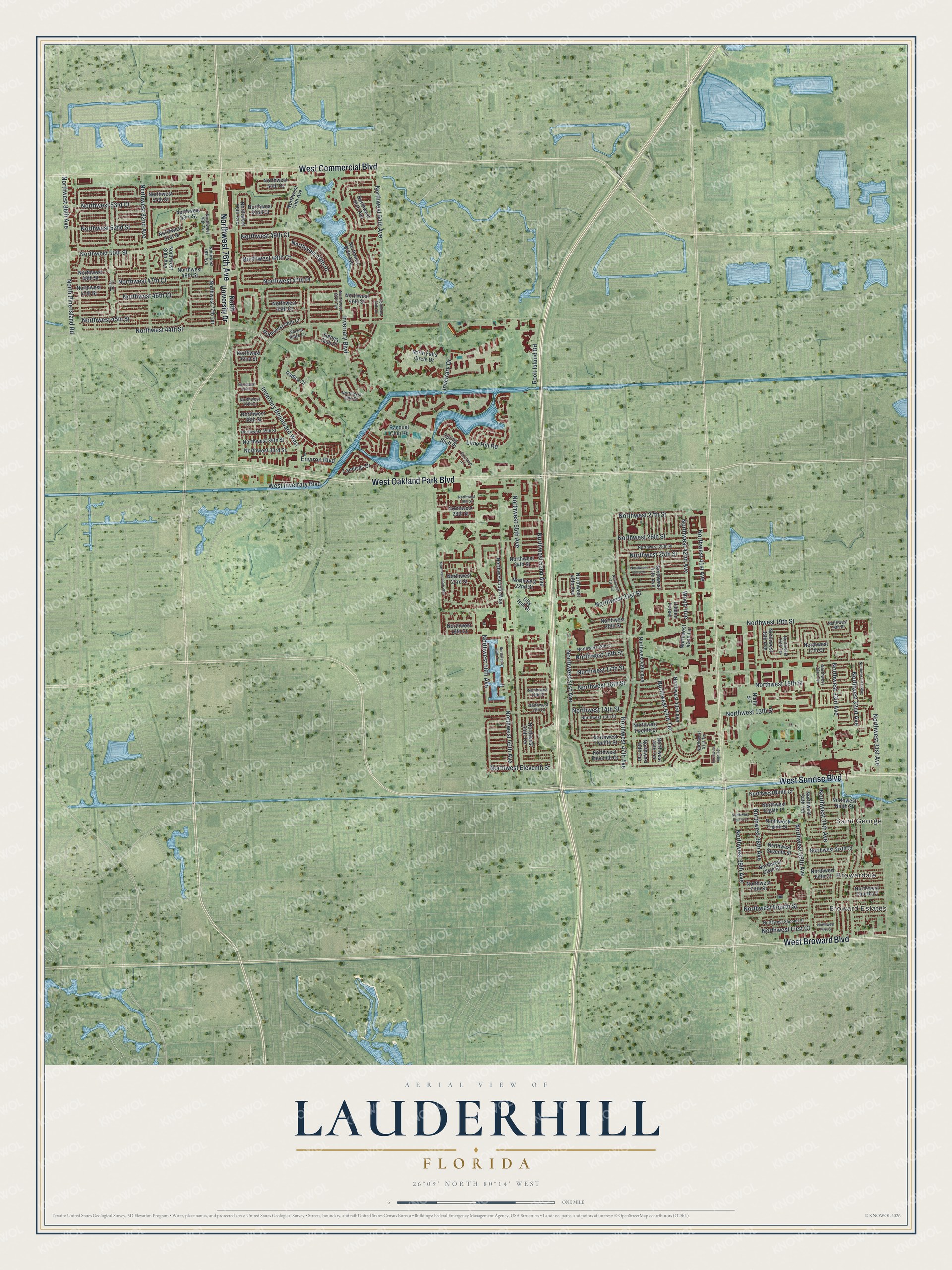 Watermarked full-map preview of Lauderhill, Florida