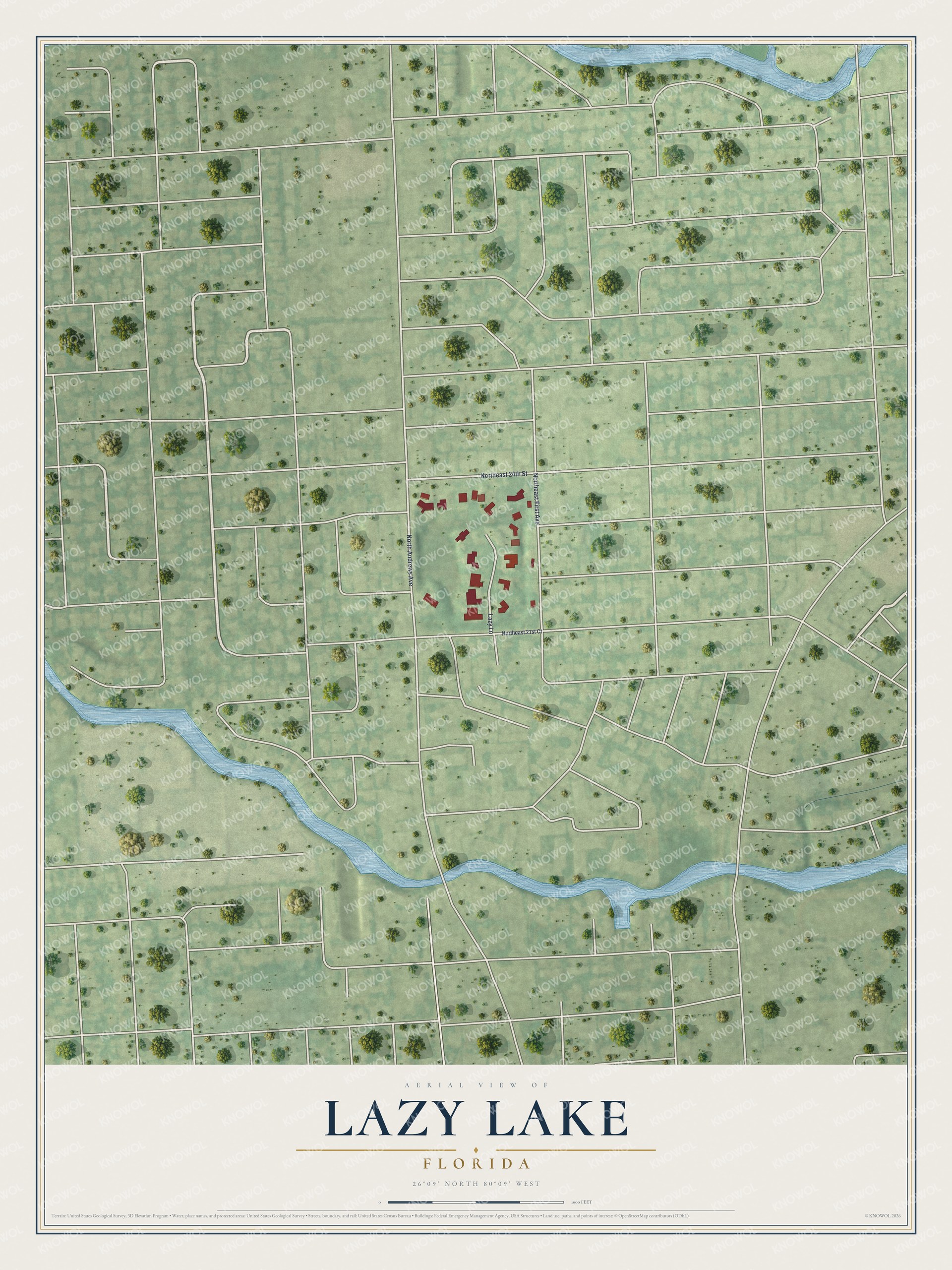 Watermarked full-map preview of Lazy Lake, Florida
