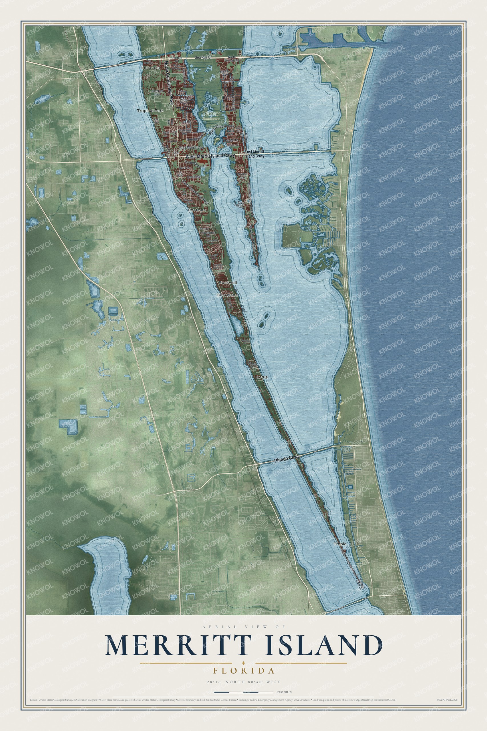 Watermarked full-map preview of Merritt Island, Florida