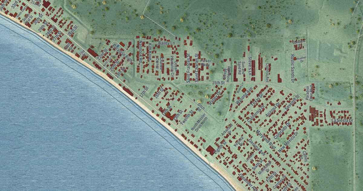 Map of Mexico Beach, Florida, Drawn Like an Old Atlas