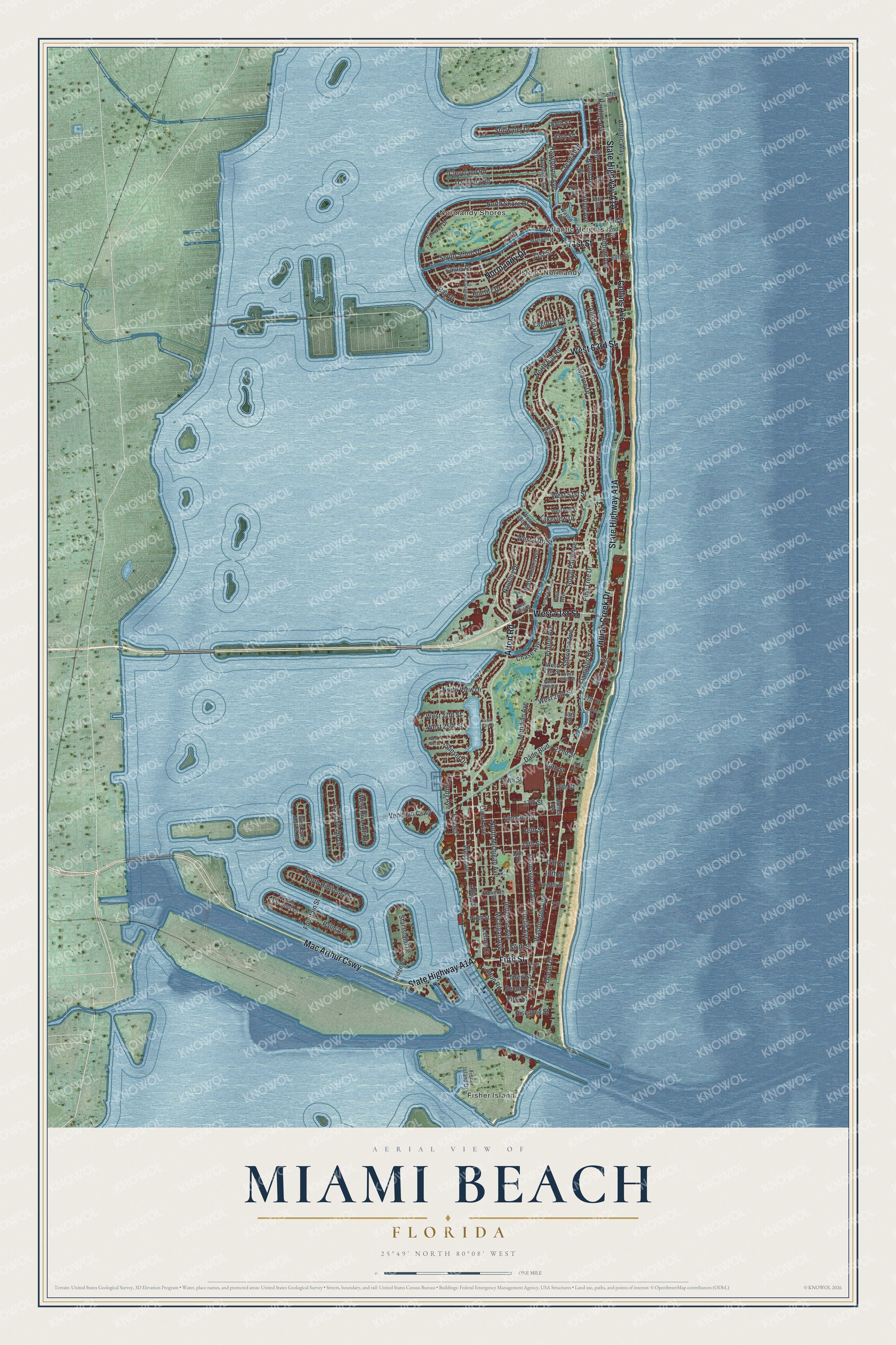 Watermarked full-map preview of Miami Beach, Florida