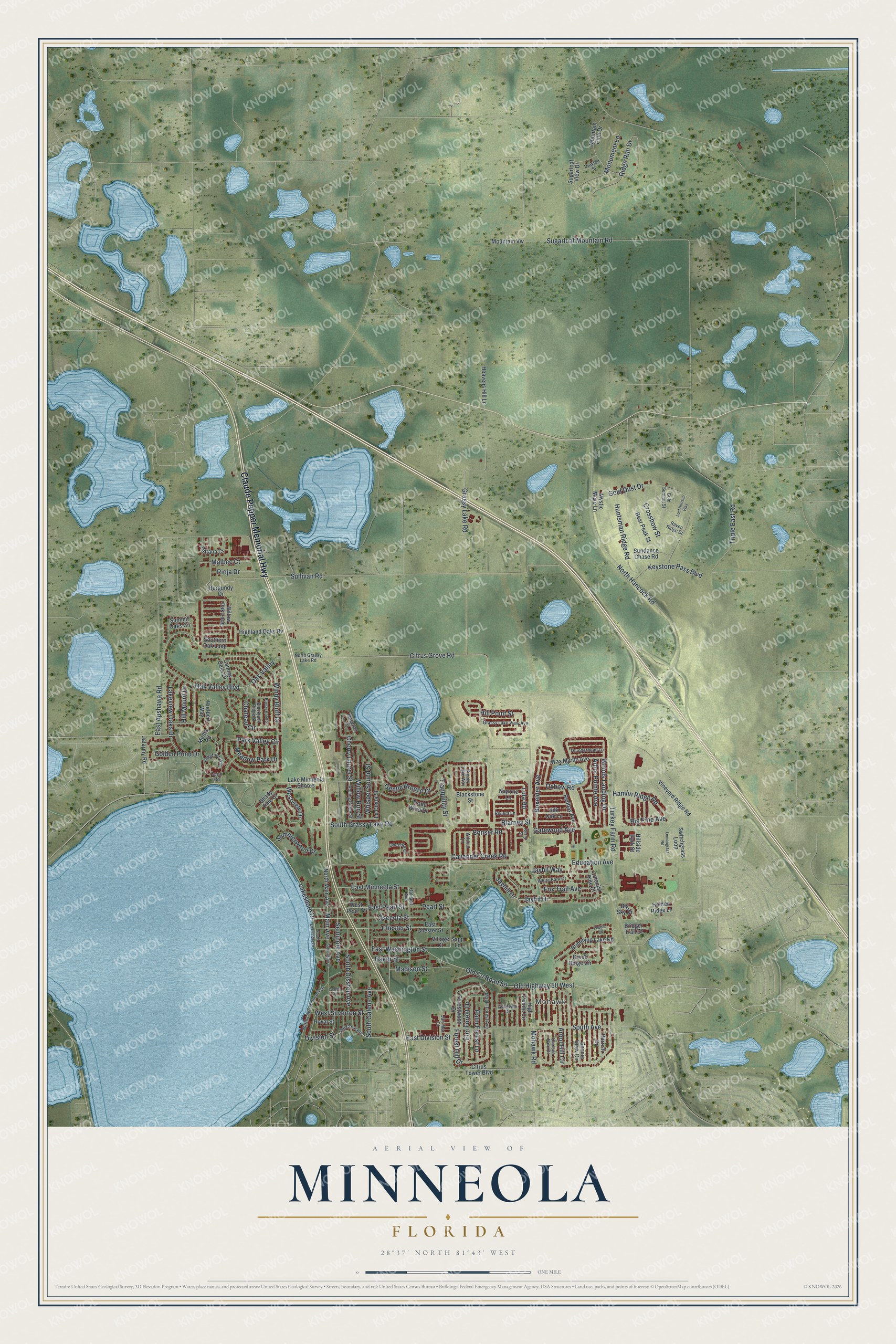 Watermarked full-map preview of Minneola, Florida