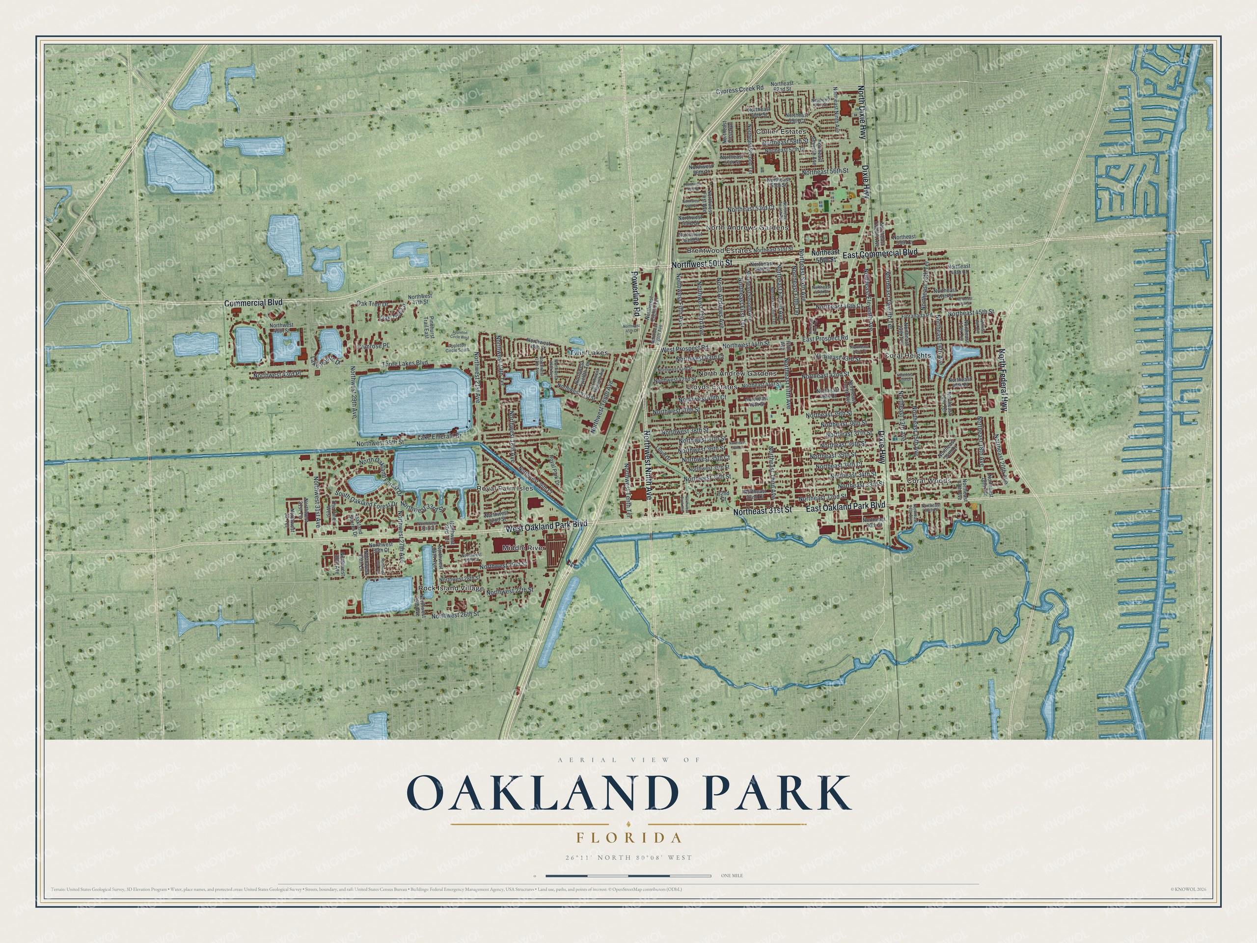 Watermarked full-map preview of Oakland Park, Florida