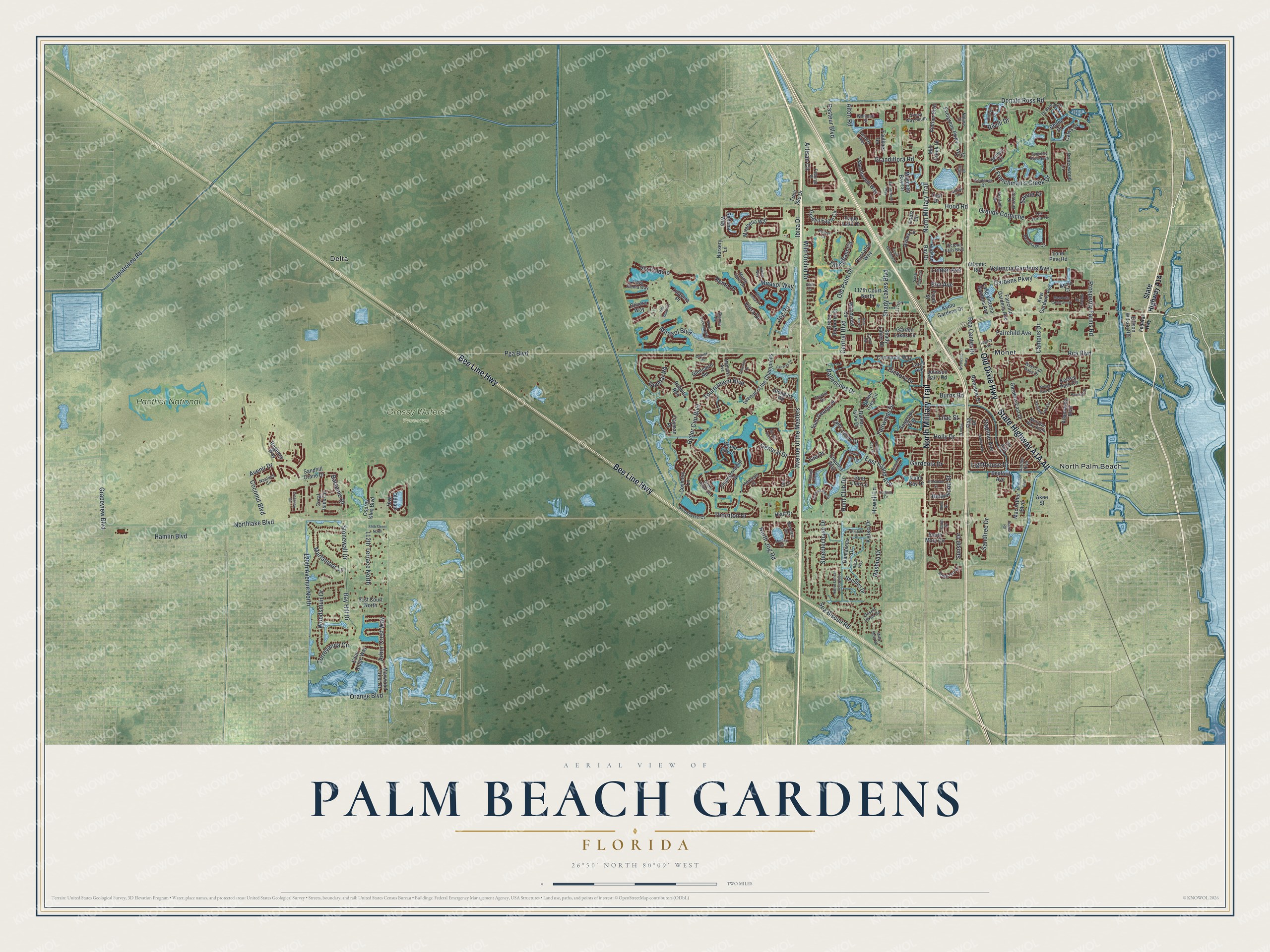 Watermarked full-map preview of Palm Beach Gardens, Florida