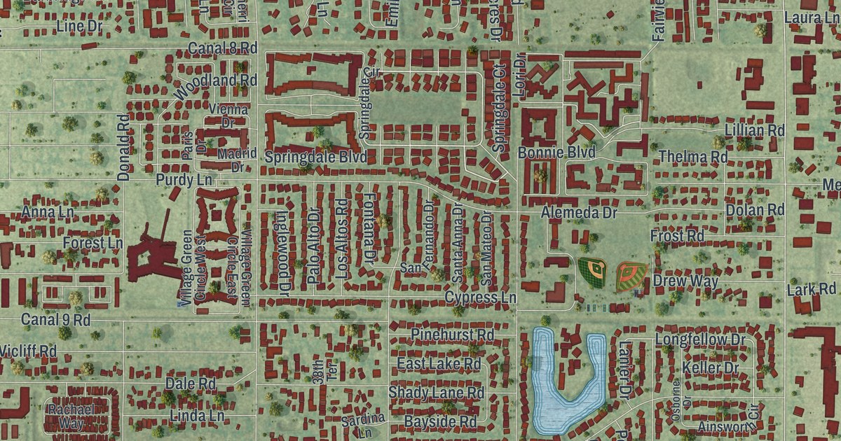 Map of Palm Springs, Florida in 2026