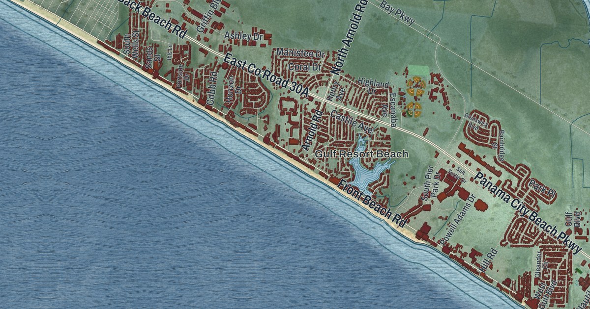 Map of Panama City Beach, Florida in 2026