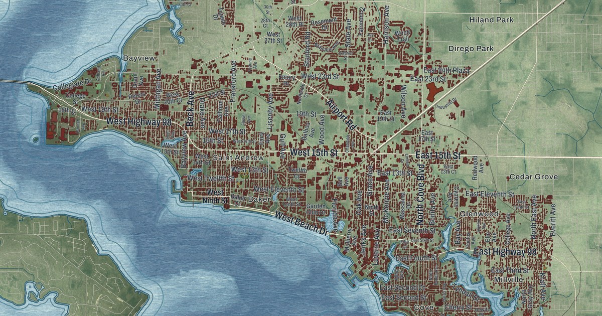 Map of Panama City, Florida in 2026