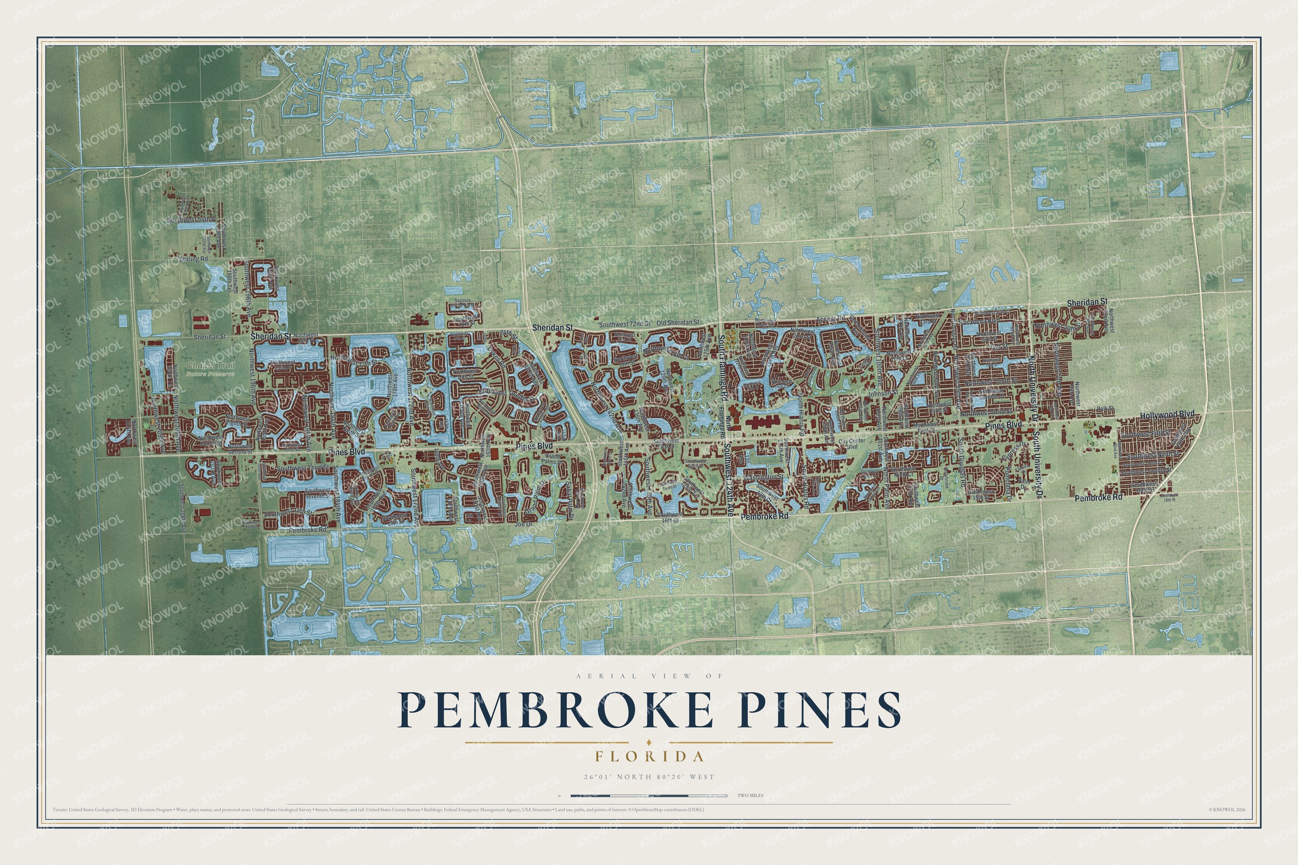 Watermarked full-map preview of Pembroke Pines, Florida
