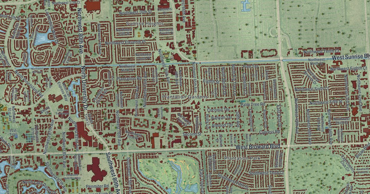 Map of Plantation, Florida in 2026