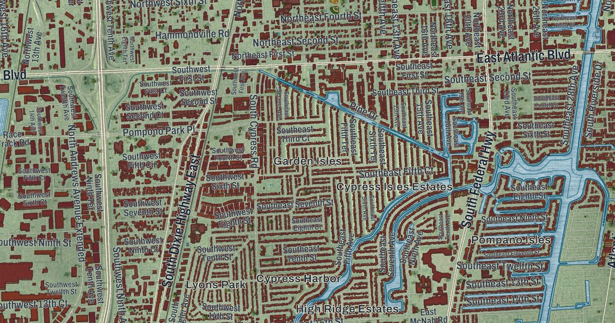 Map of Pompano Beach, Florida in 2026
