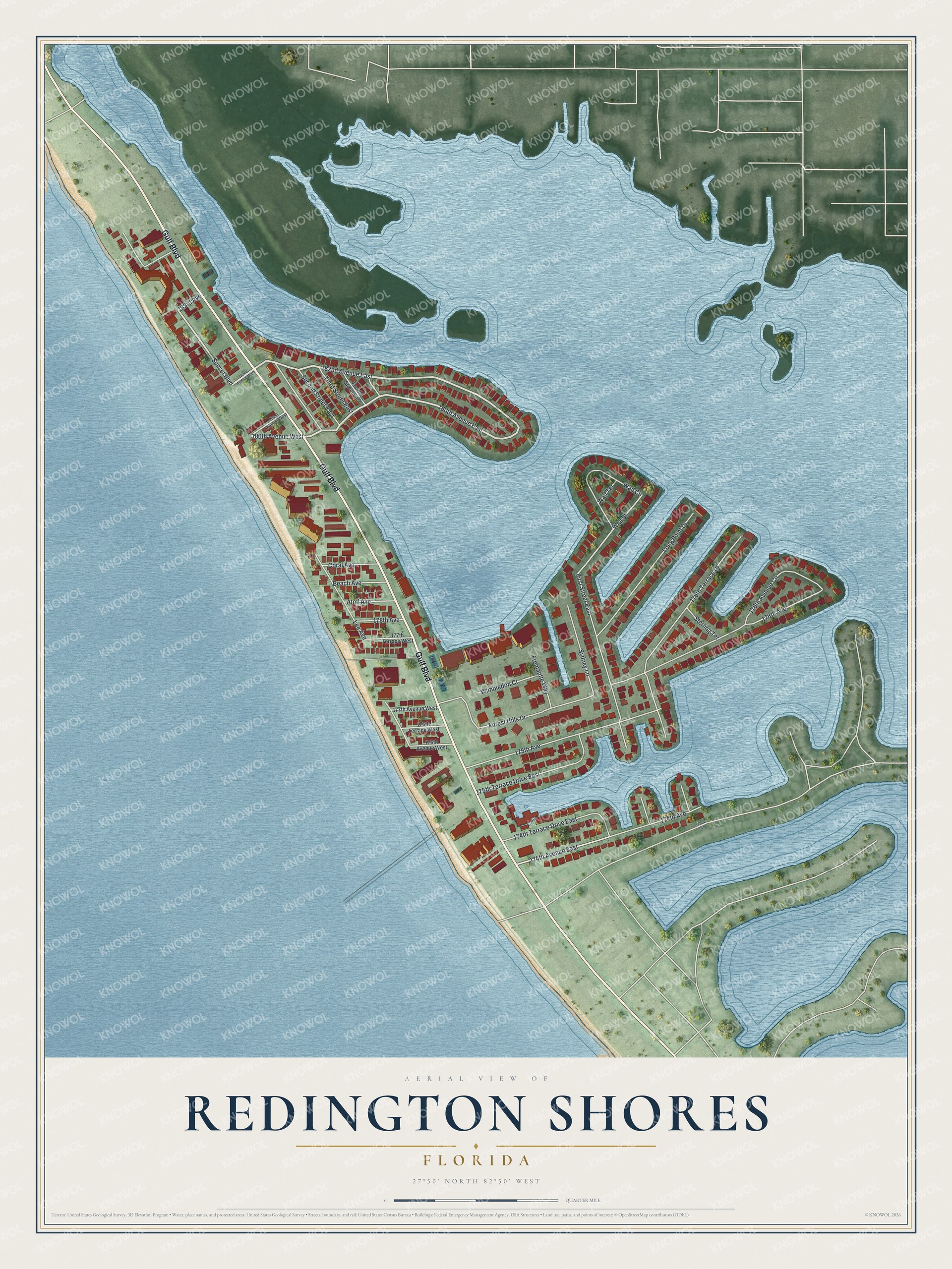 Watermarked full-map preview of Redington Shores, Florida