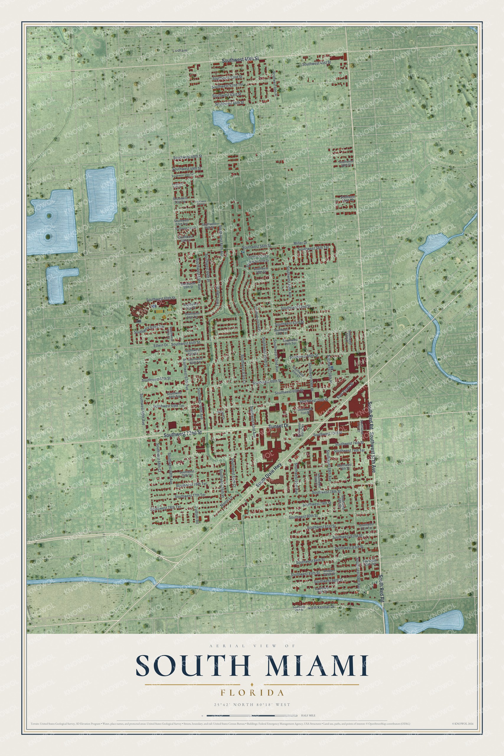 Watermarked full-map preview of South Miami, Florida