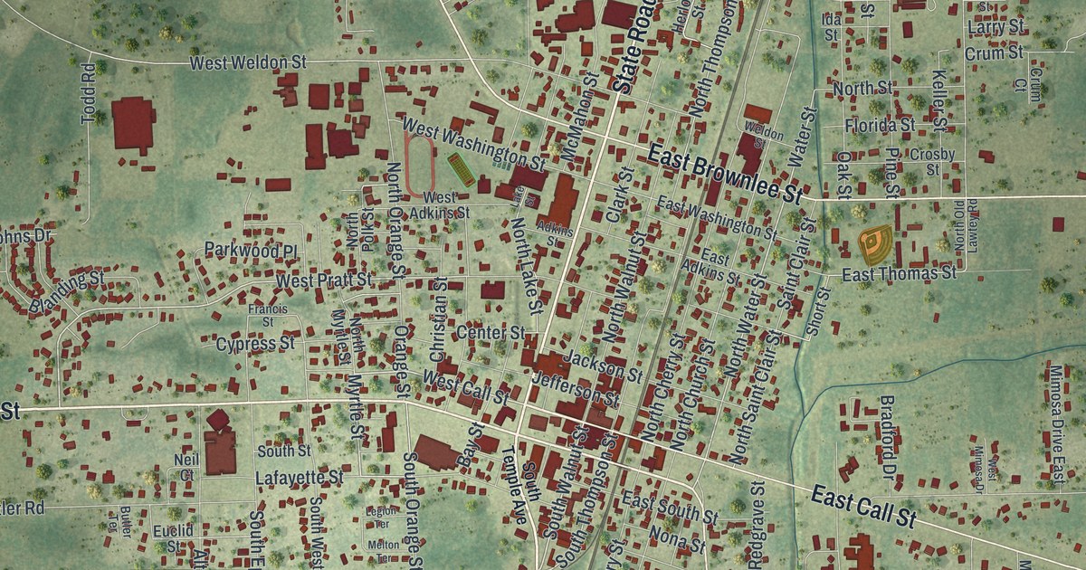 Map of Starke, Florida in 2026