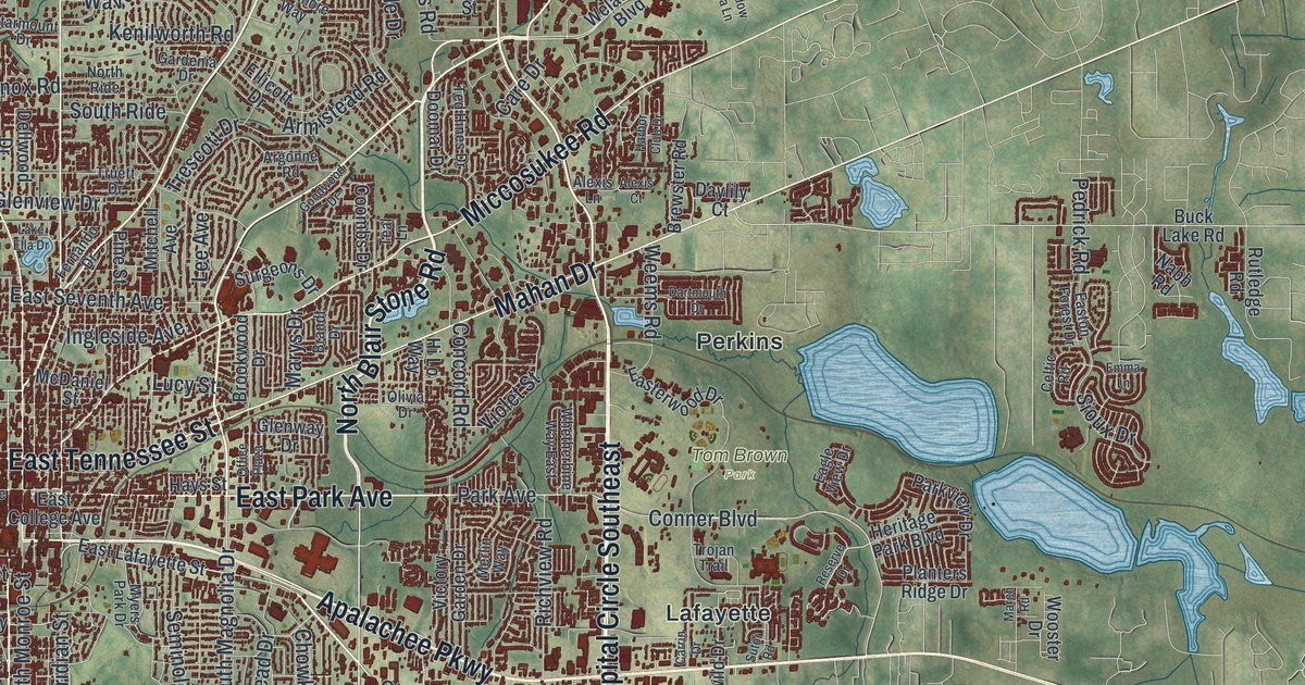 Map of Tallahassee, Florida in 2026