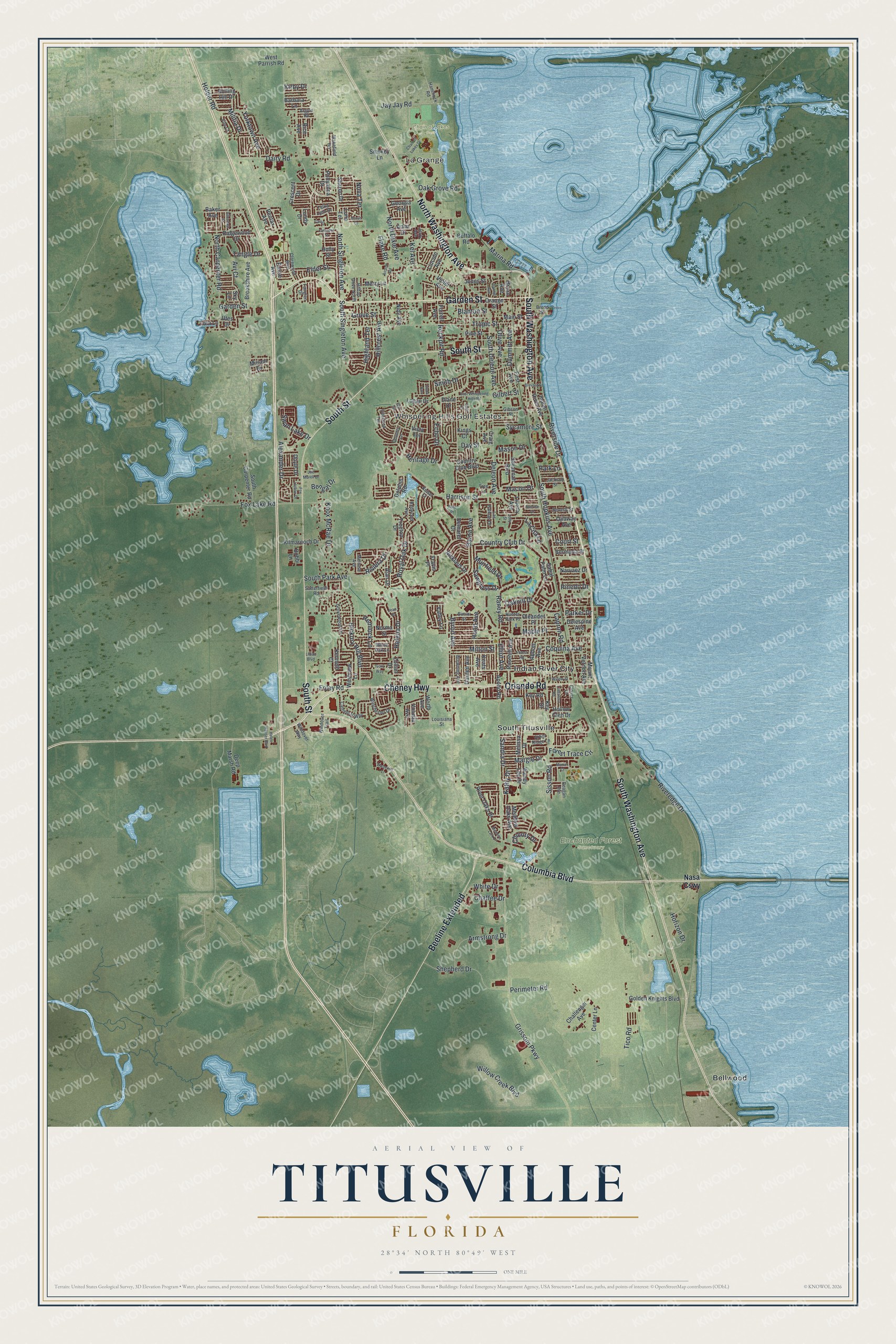 Watermarked full-map preview of Titusville, Florida