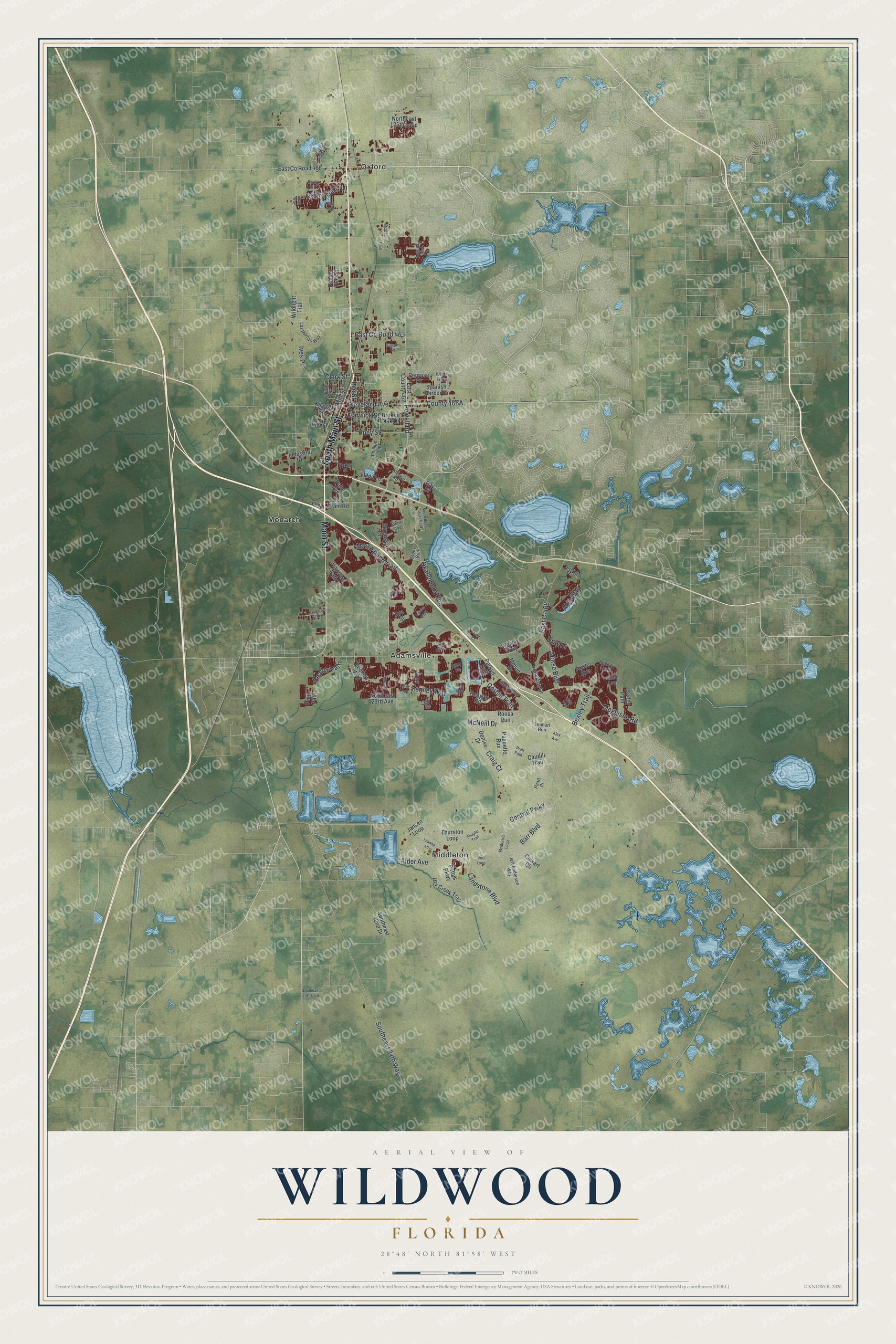Watermarked full-map preview of Wildwood, Florida