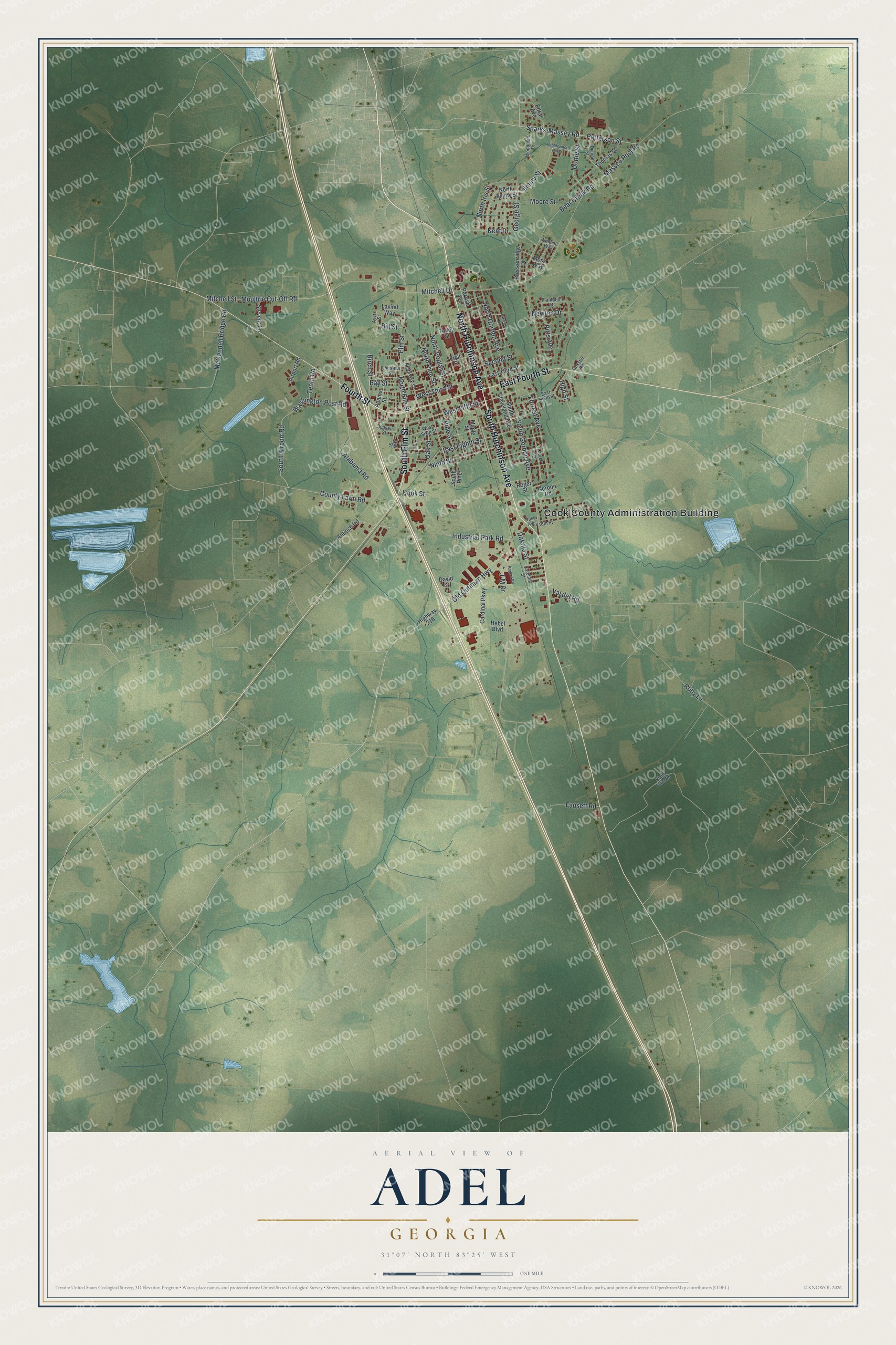 Watermarked full-map preview of Adel, Georgia