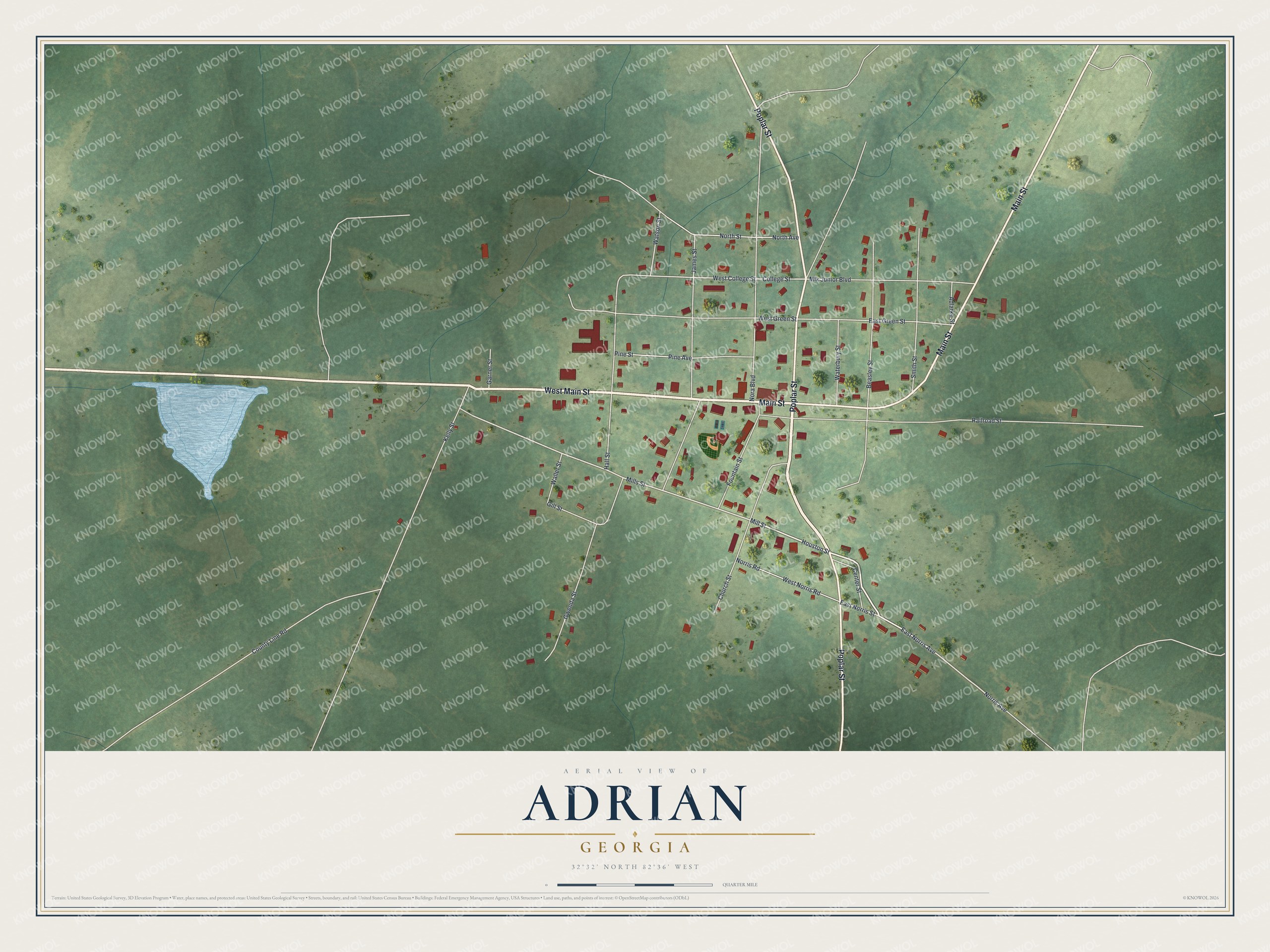 Watermarked full-map preview of Adrian, Georgia