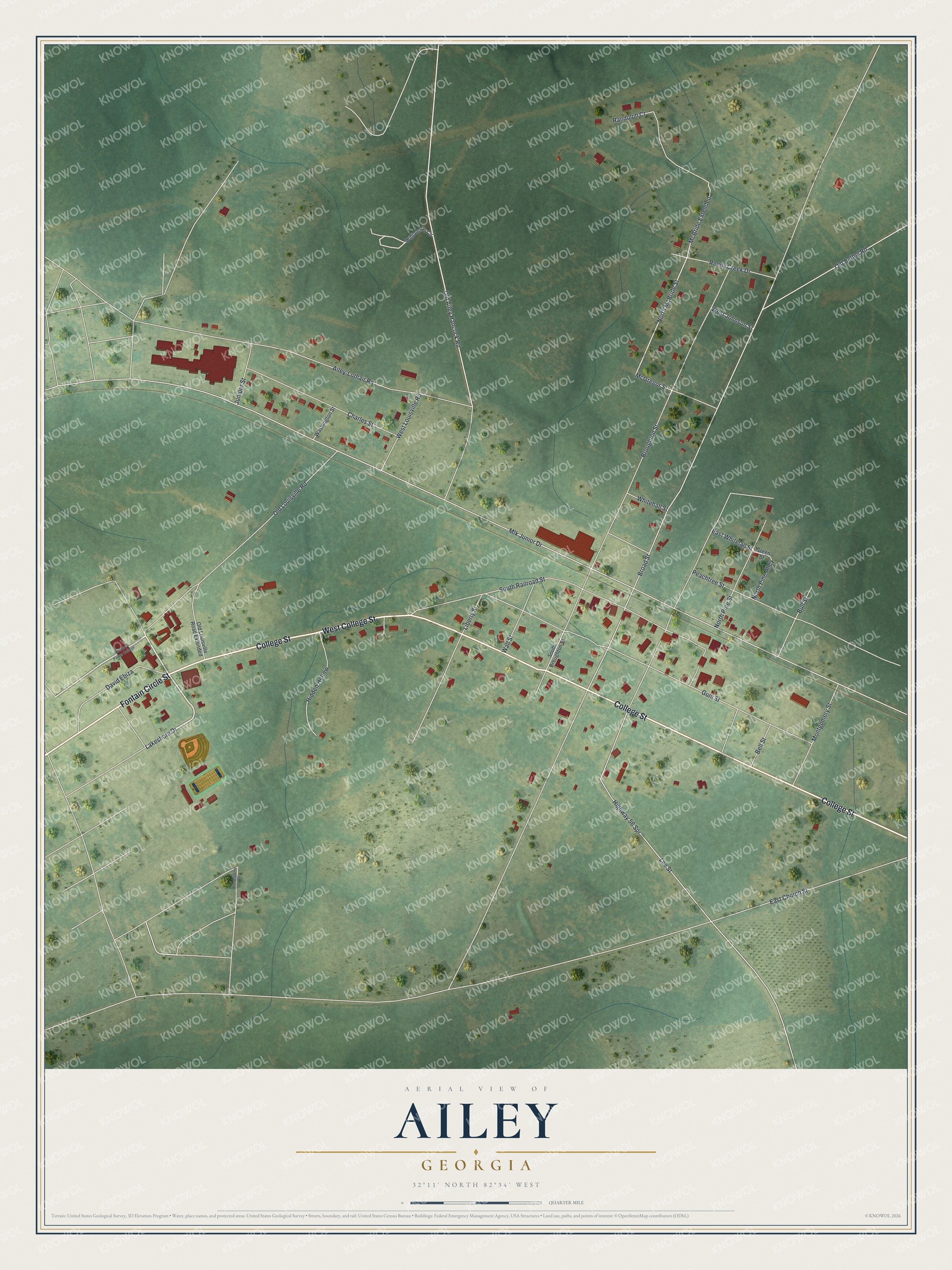 Watermarked full-map preview of Ailey, Georgia