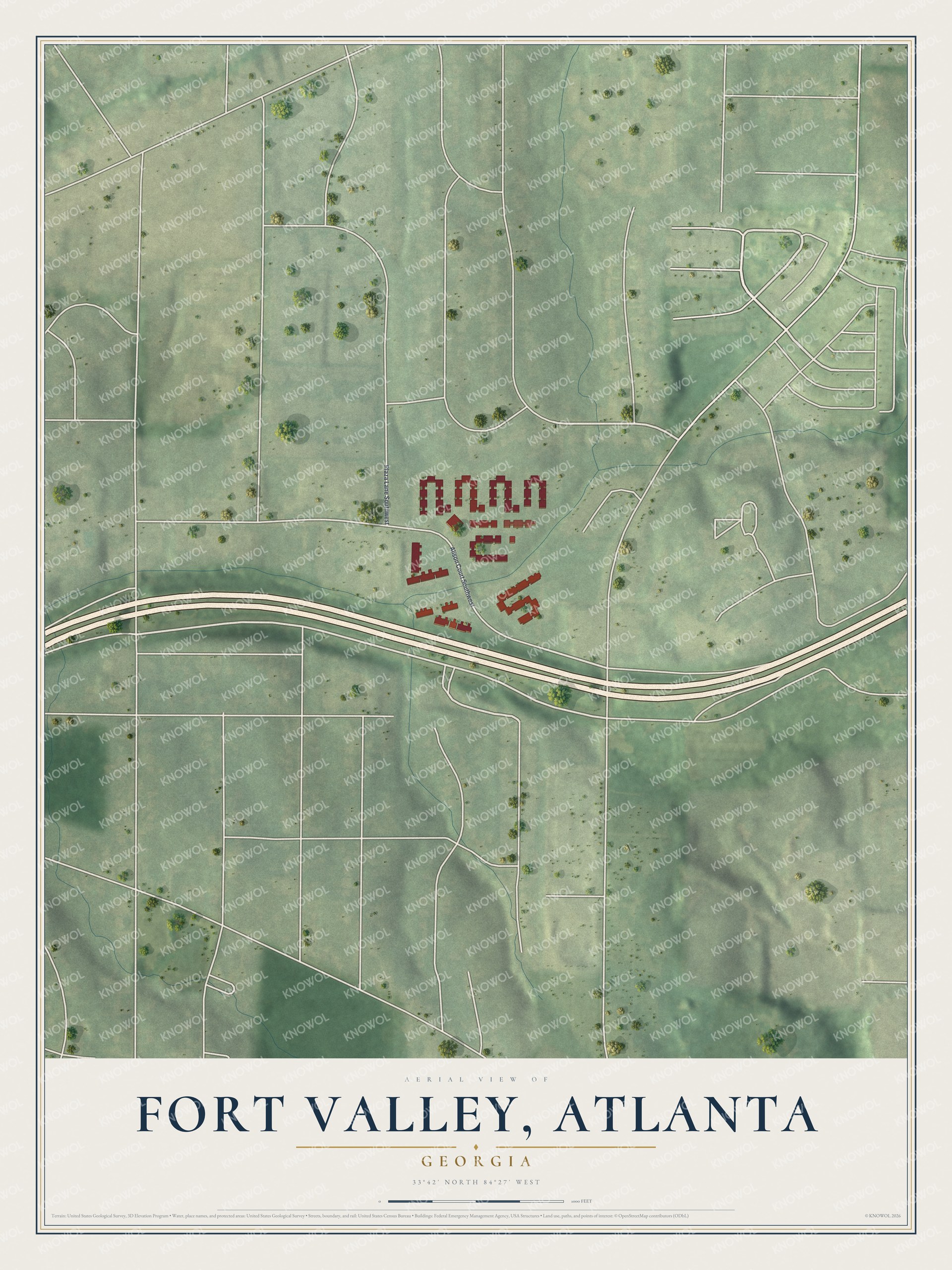 Watermarked full-map preview of Fort Valley (Atlanta), Georgia